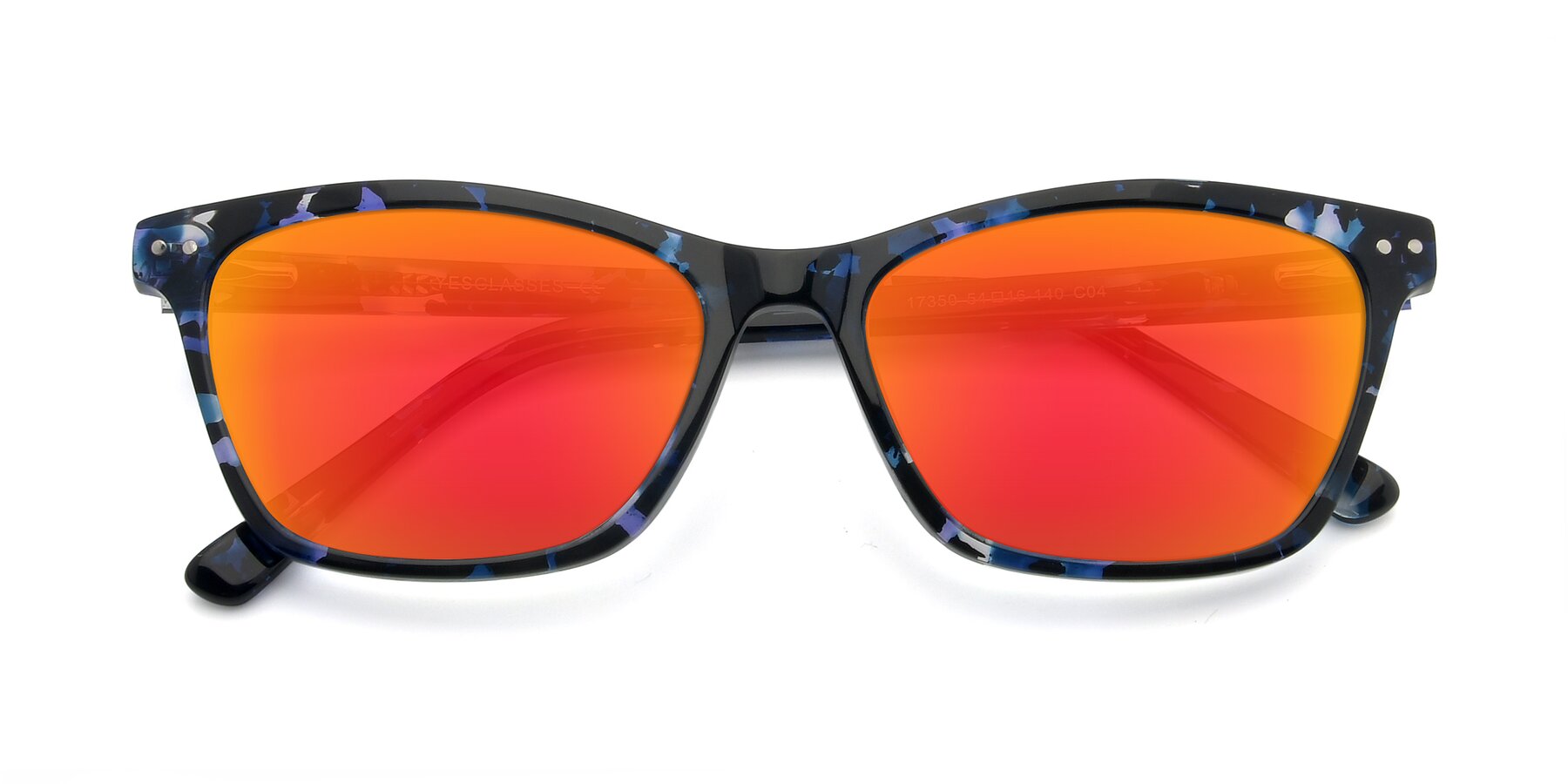 Folded Front of 17350 in Tortoise Blue with Red Gold Mirrored Lenses