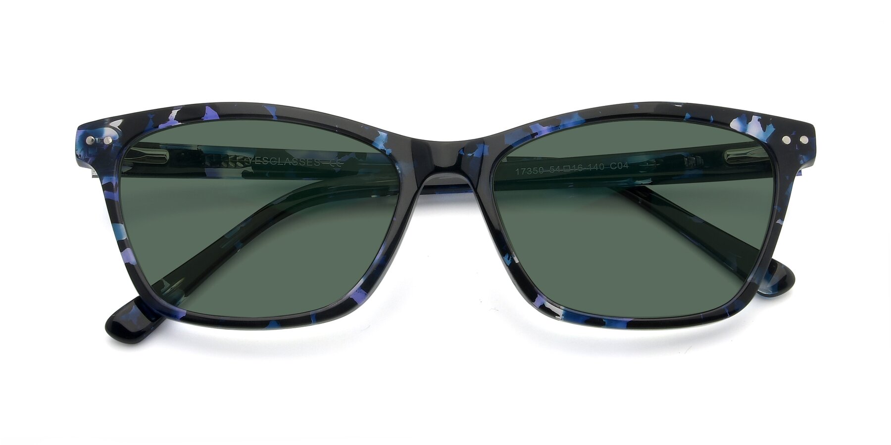 Folded Front of 17350 in Tortoise Blue with Green Polarized Lenses