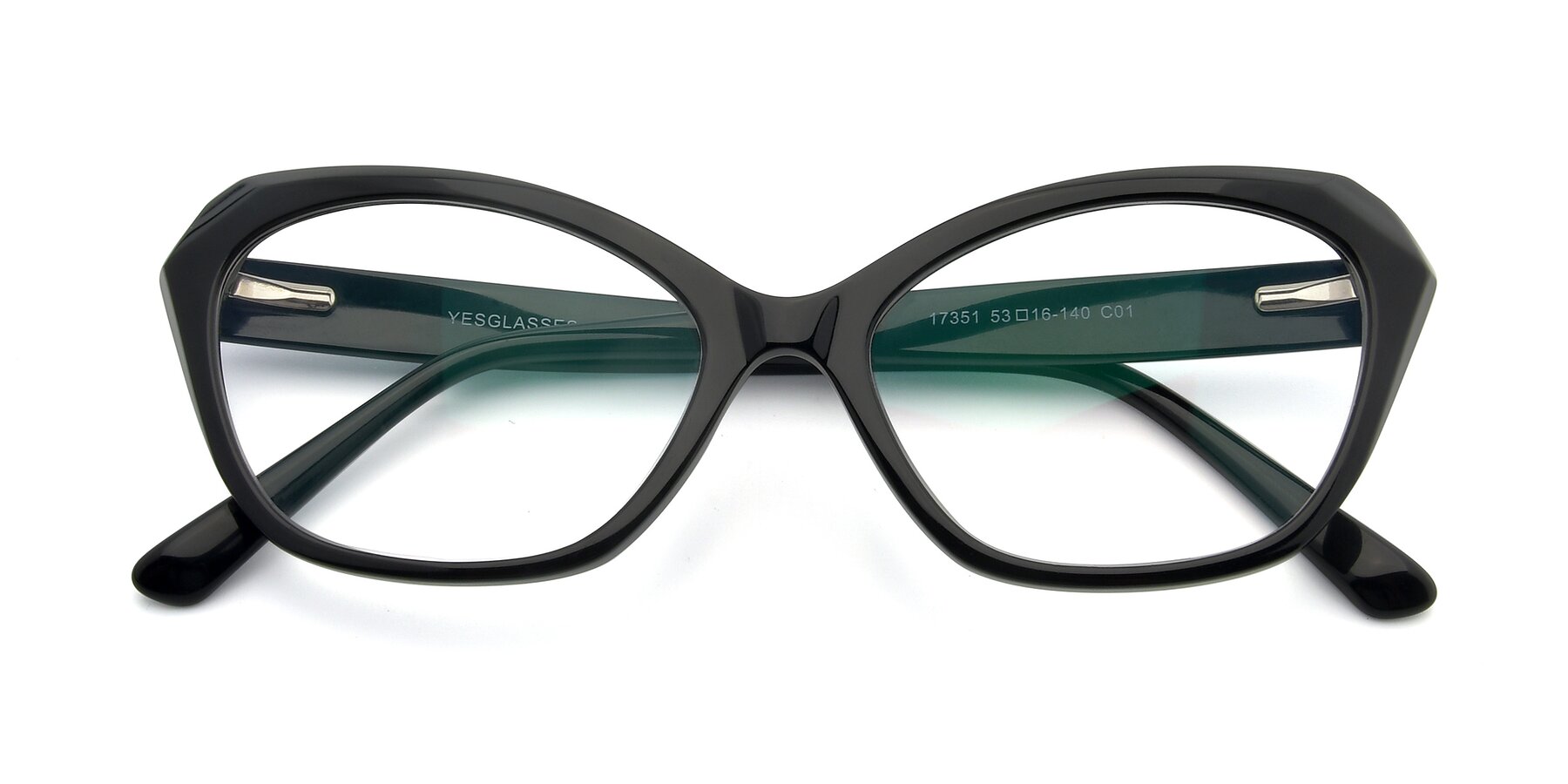 Folded Front of 17351 in Black with Clear Eyeglass Lenses