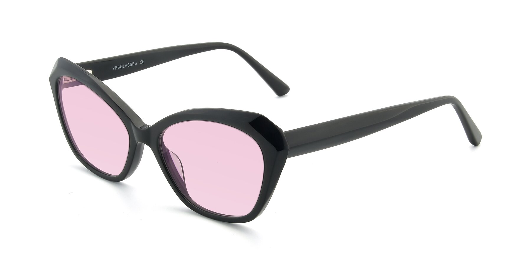 Angle of 17351 in Black with Light Pink Tinted Lenses
