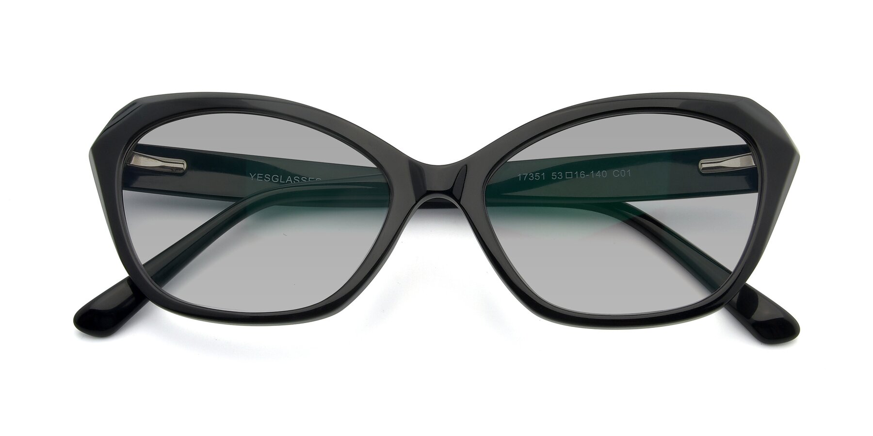 Folded Front of 17351 in Black with Light Gray Tinted Lenses