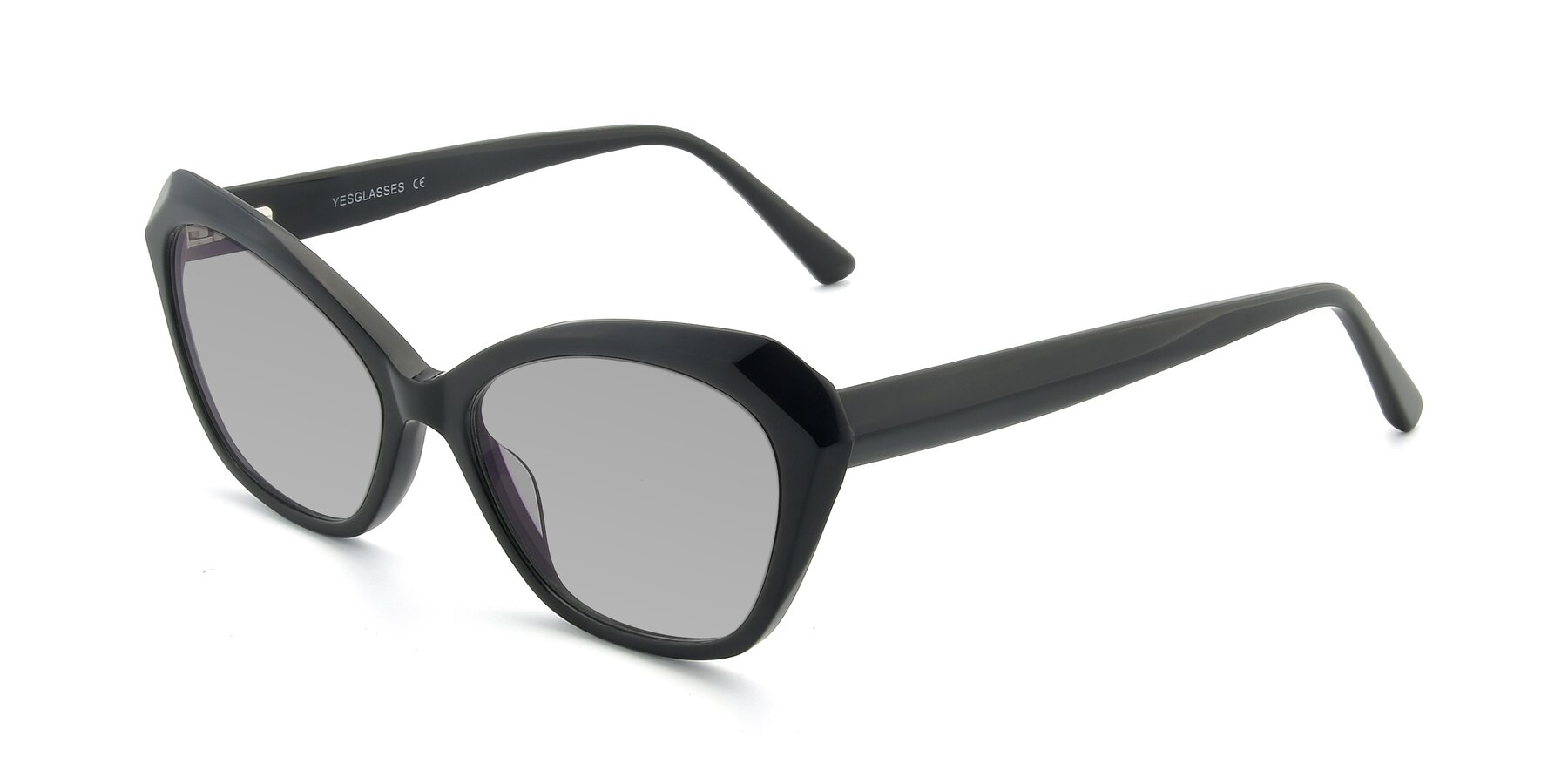 Angle of 17351 in Black with Light Gray Tinted Lenses