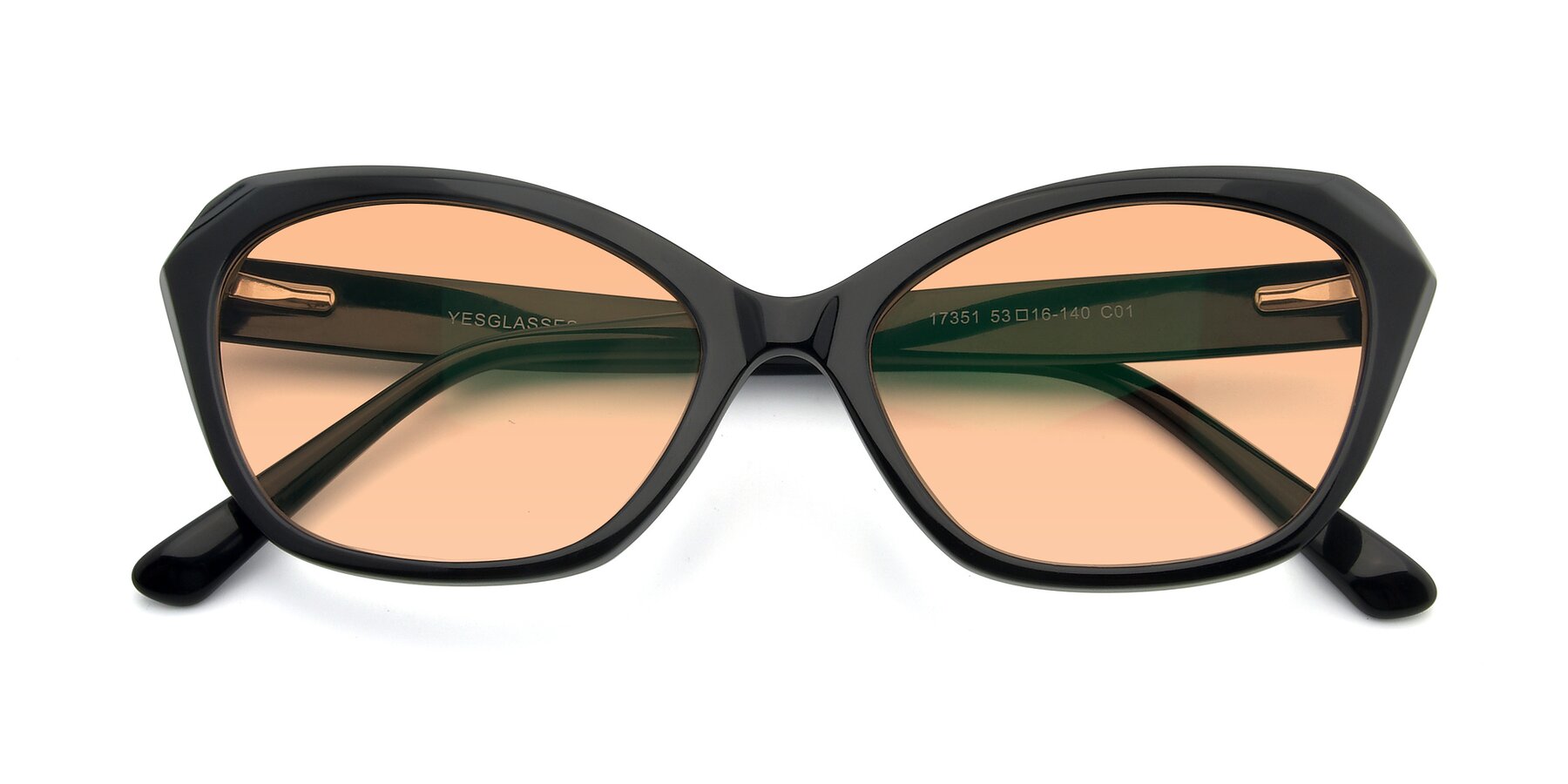 Folded Front of 17351 in Black with Light Orange Tinted Lenses