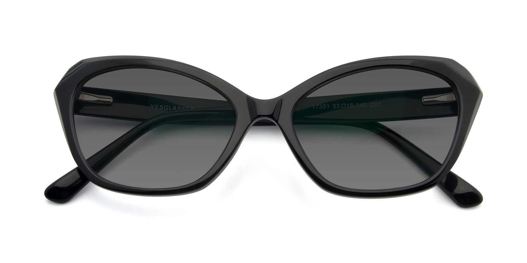 Folded Front of 17351 in Black with Medium Gray Tinted Lenses