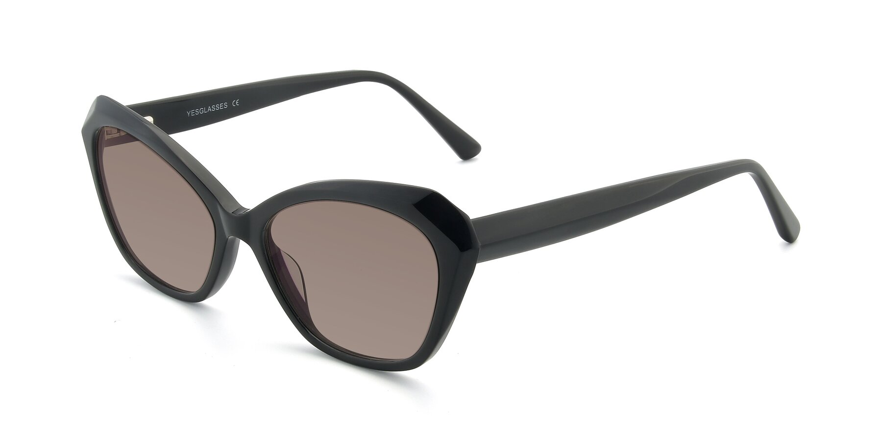 Angle of 17351 in Black with Medium Brown Tinted Lenses