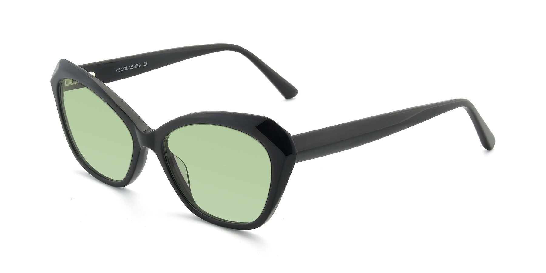 Angle of 17351 in Black with Medium Green Tinted Lenses