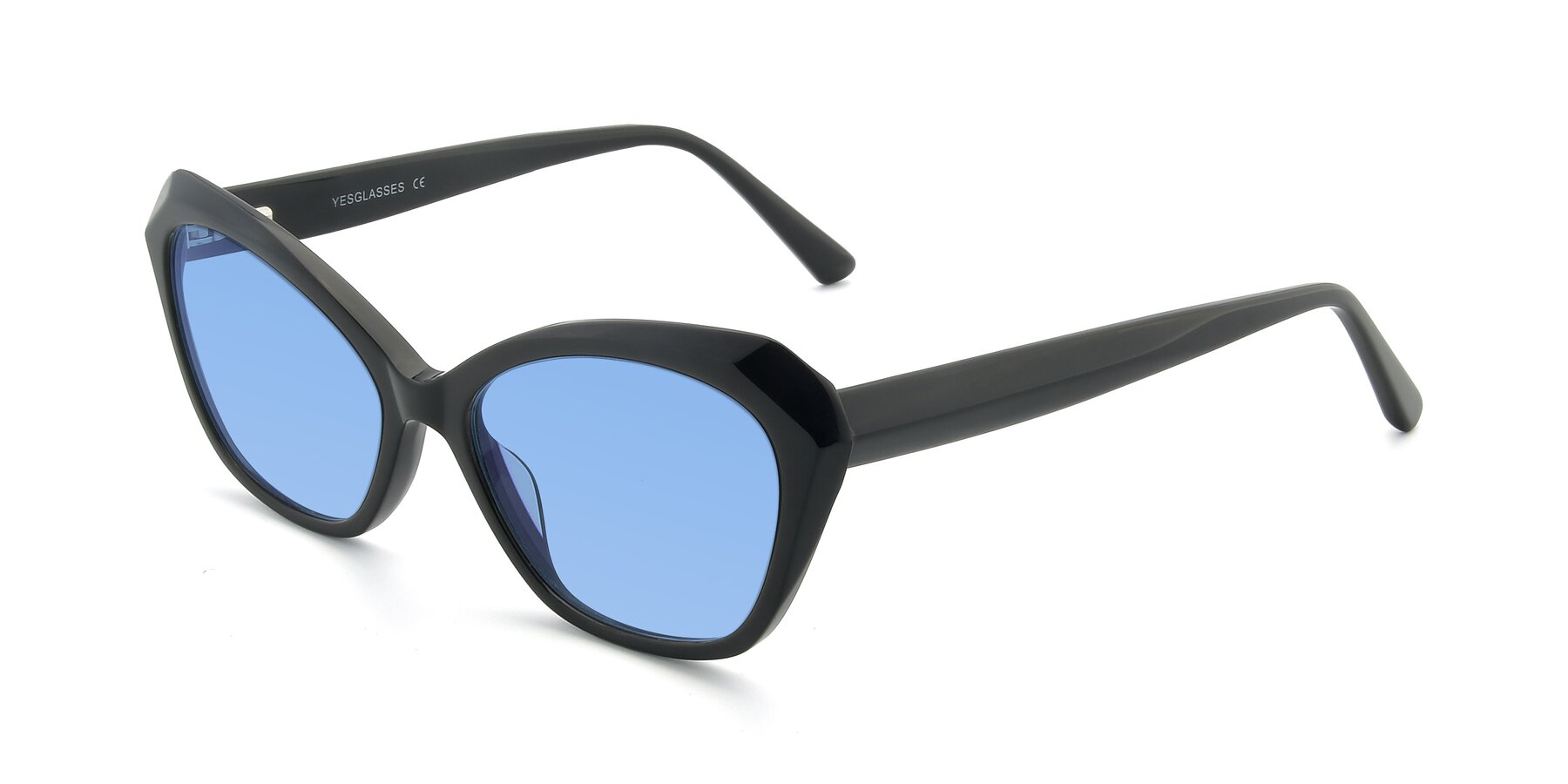 Angle of 17351 in Black with Medium Blue Tinted Lenses