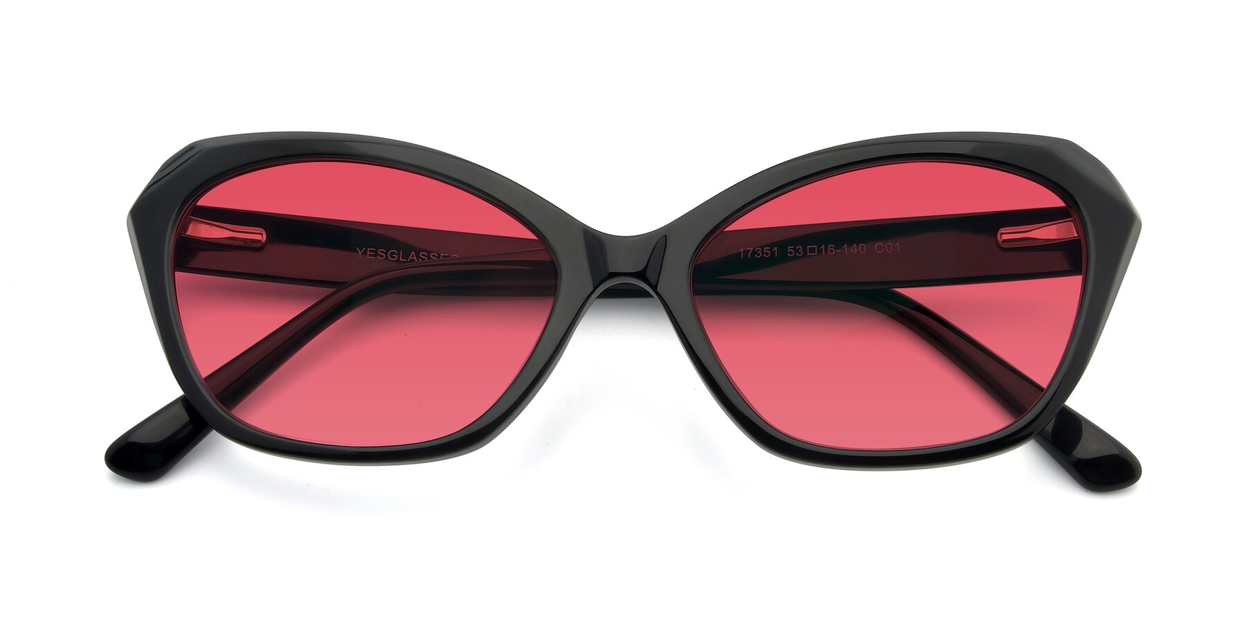 Folded Front of 17351 in Black with Red Tinted Lenses