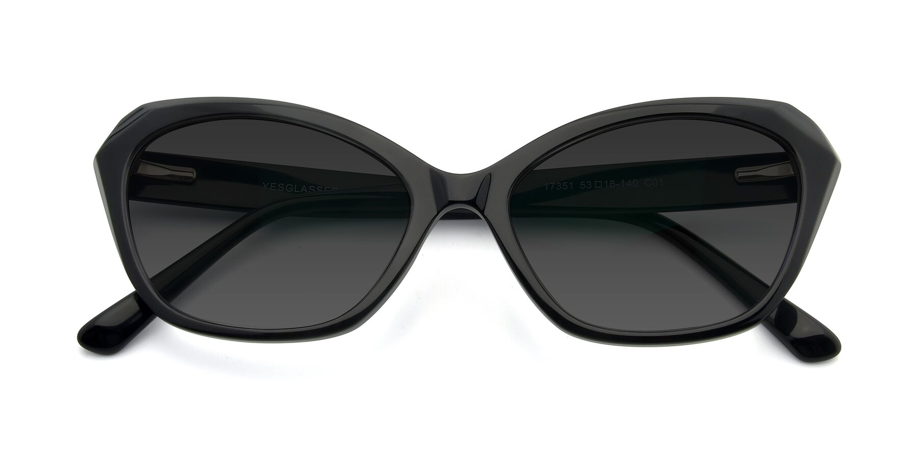 Folded Front of 17351 in Black with Gray Tinted Lenses