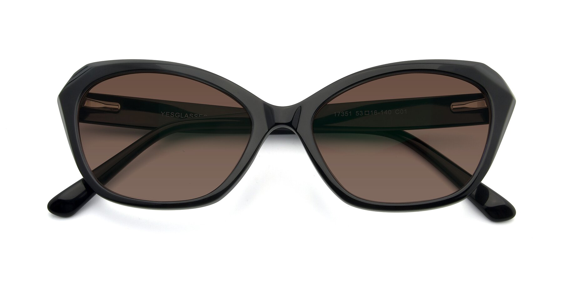 Folded Front of 17351 in Black with Brown Tinted Lenses