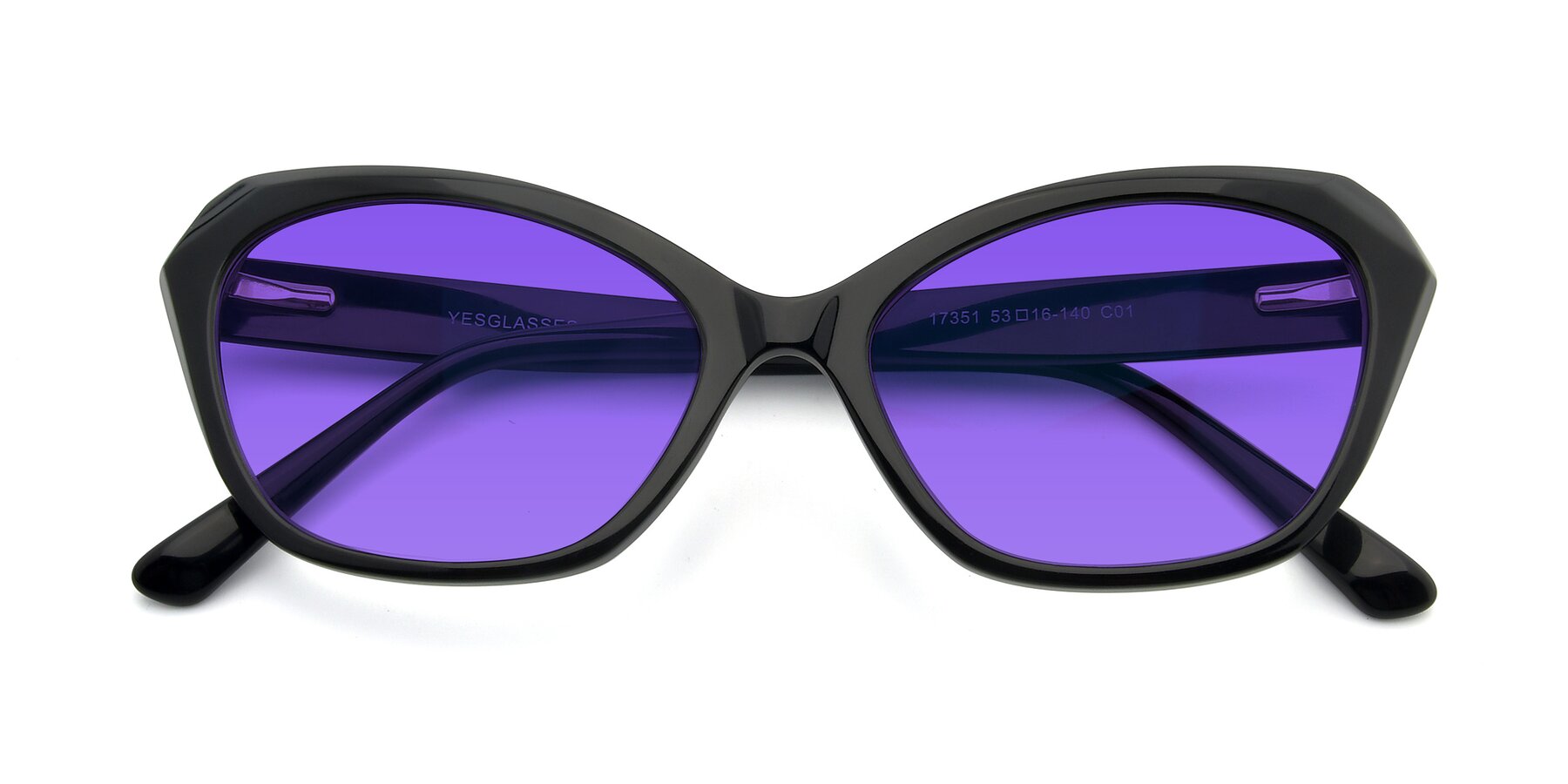 Folded Front of 17351 in Black with Purple Tinted Lenses