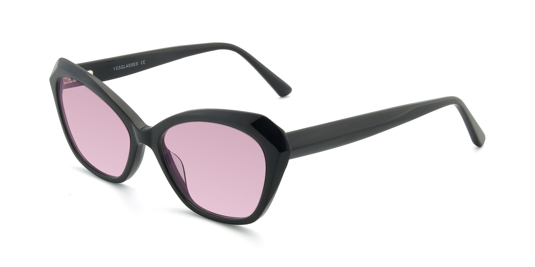 Angle of 17351 in Black with Light Wine Tinted Lenses