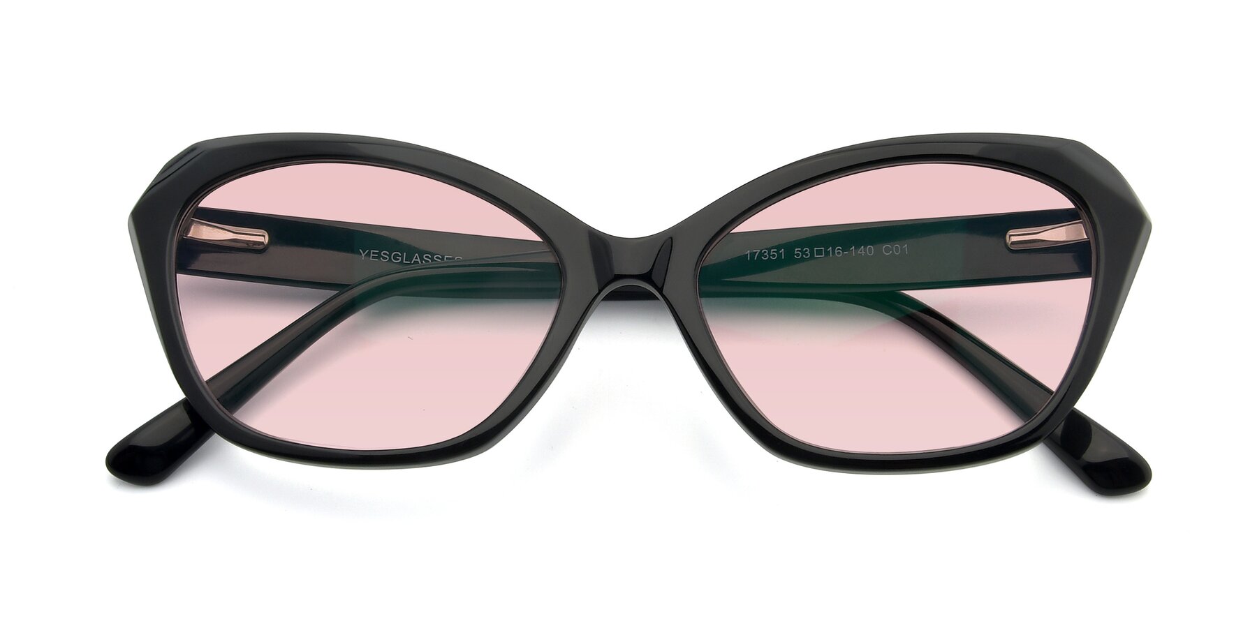 Folded Front of 17351 in Black with Light Garnet Tinted Lenses