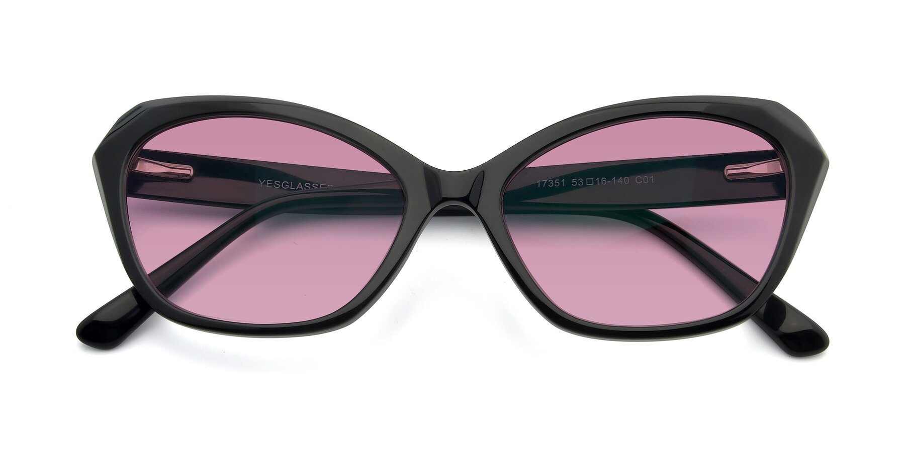 Folded Front of 17351 in Black with Medium Wine Tinted Lenses