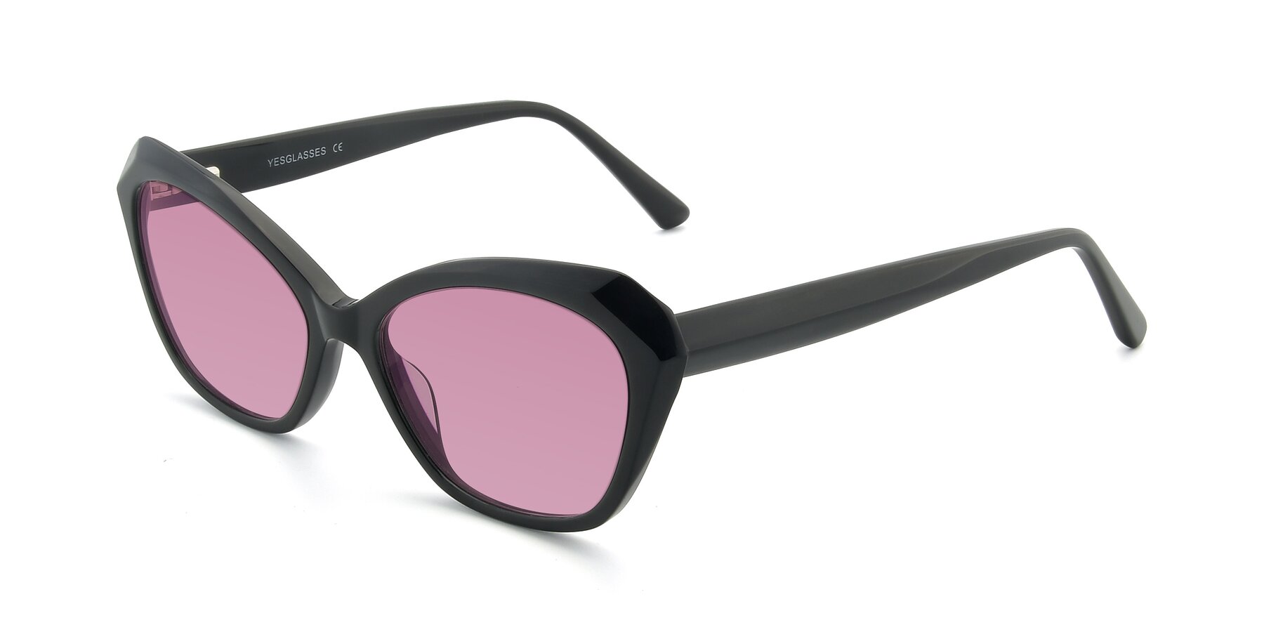 Angle of 17351 in Black with Medium Wine Tinted Lenses