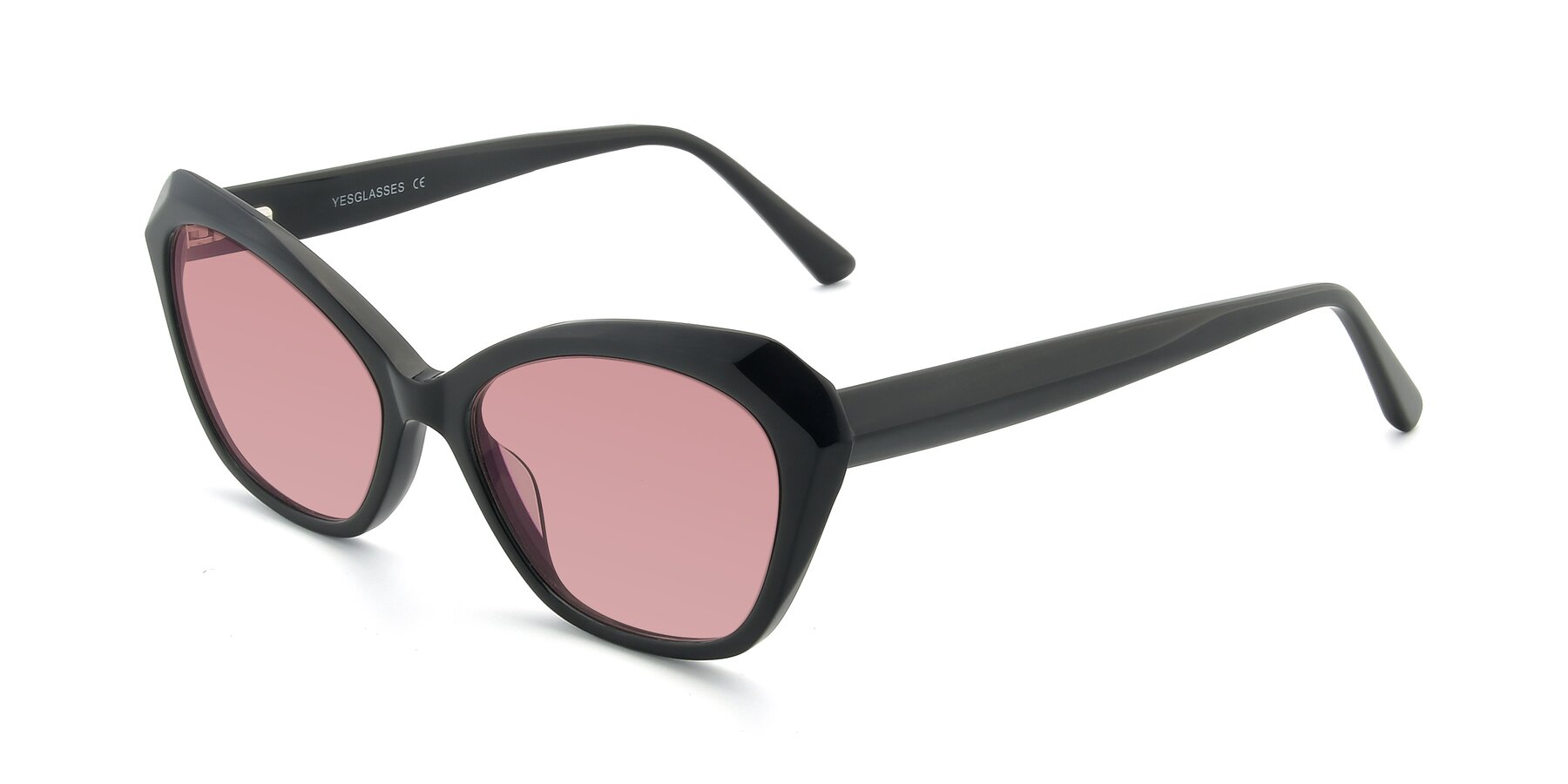 Angle of 17351 in Black with Medium Garnet Tinted Lenses