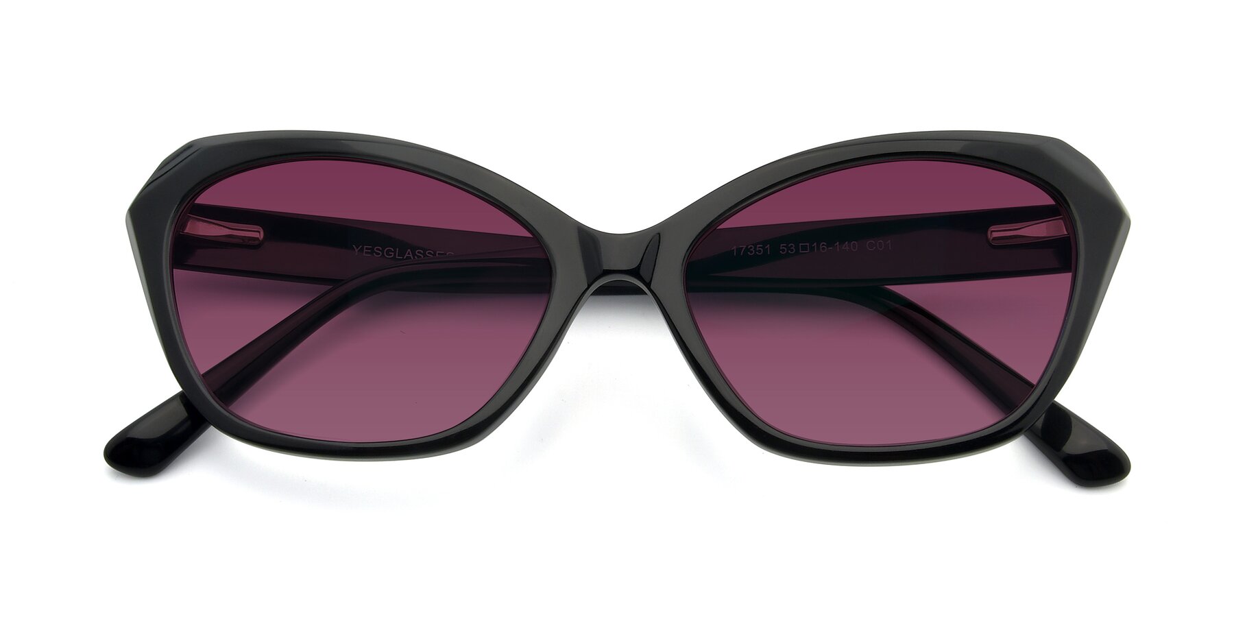 Folded Front of 17351 in Black with Wine Tinted Lenses