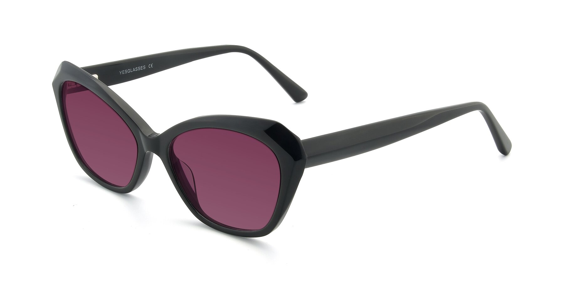 Angle of 17351 in Black with Wine Tinted Lenses