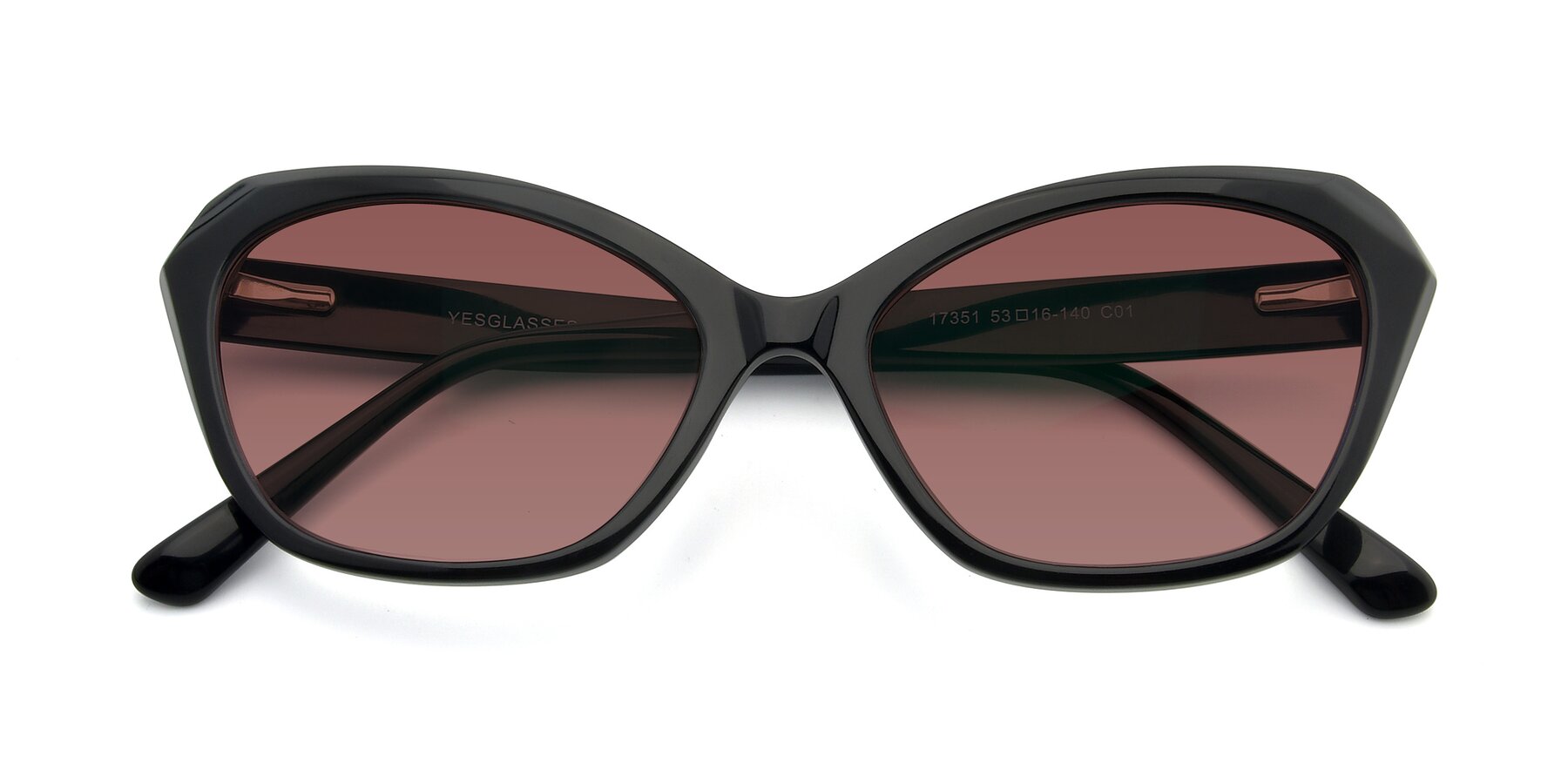 Folded Front of 17351 in Black with Garnet Tinted Lenses