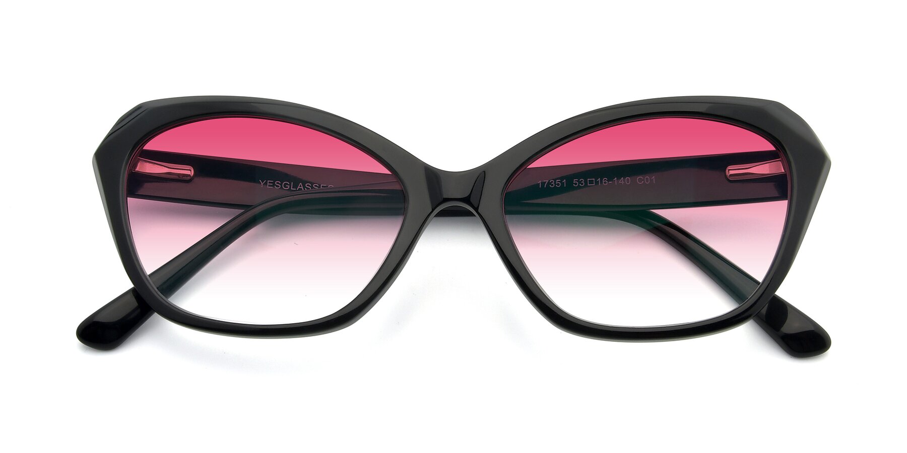 Folded Front of 17351 in Black with Pink Gradient Lenses
