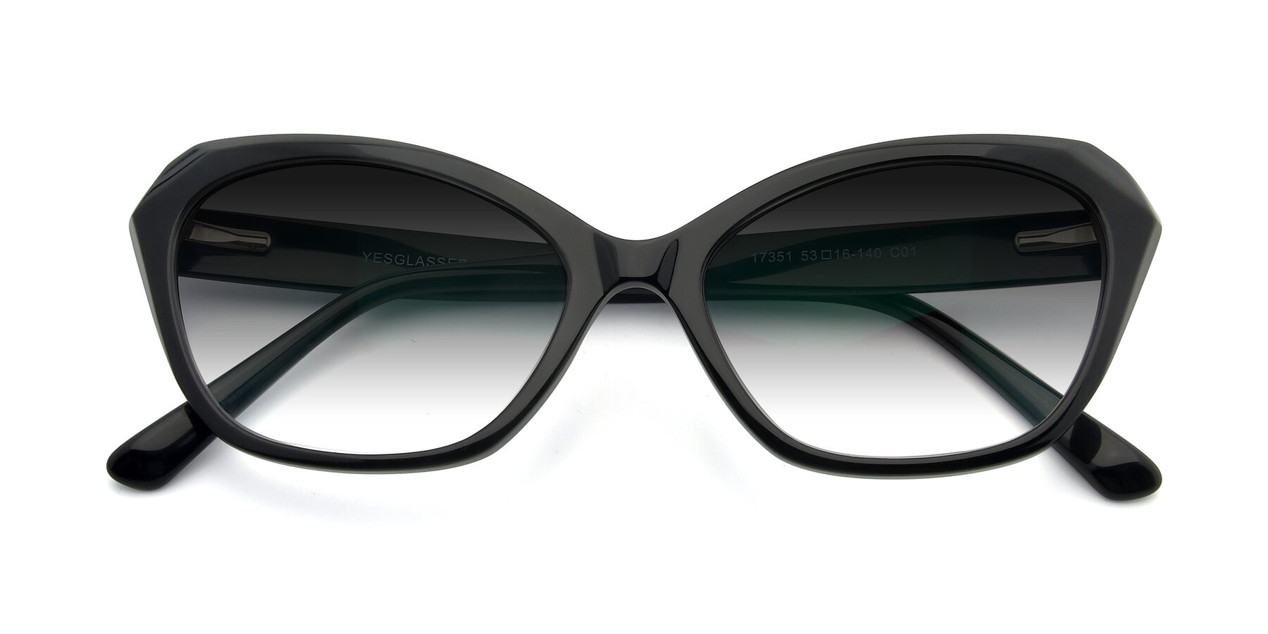 Folded Front of 17351 in Black with Gray Gradient Lenses