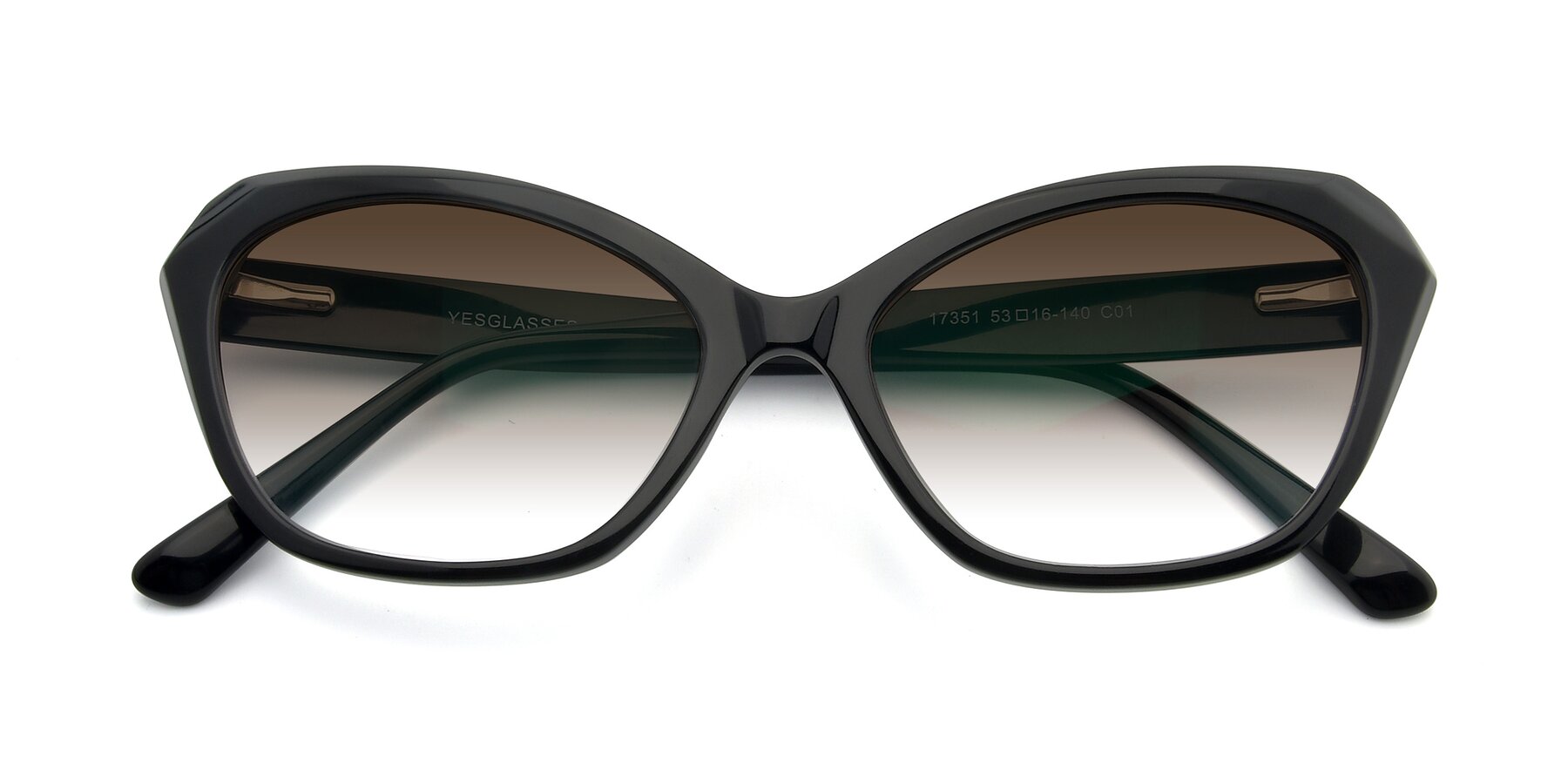 Folded Front of 17351 in Black with Brown Gradient Lenses