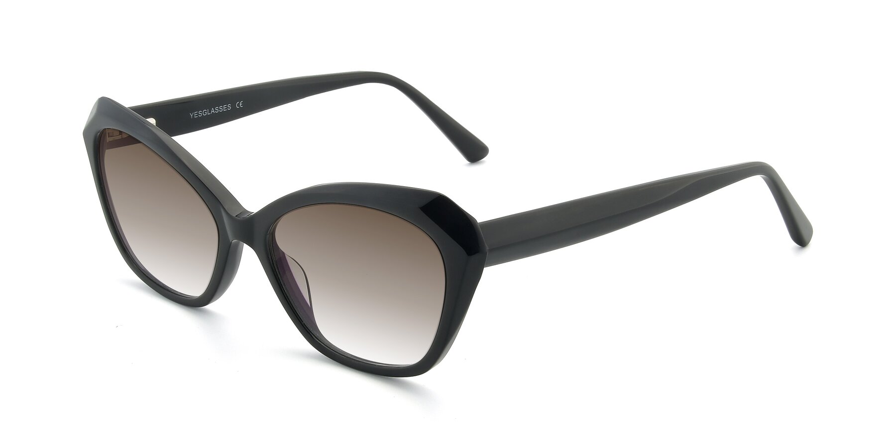 Angle of 17351 in Black with Brown Gradient Lenses