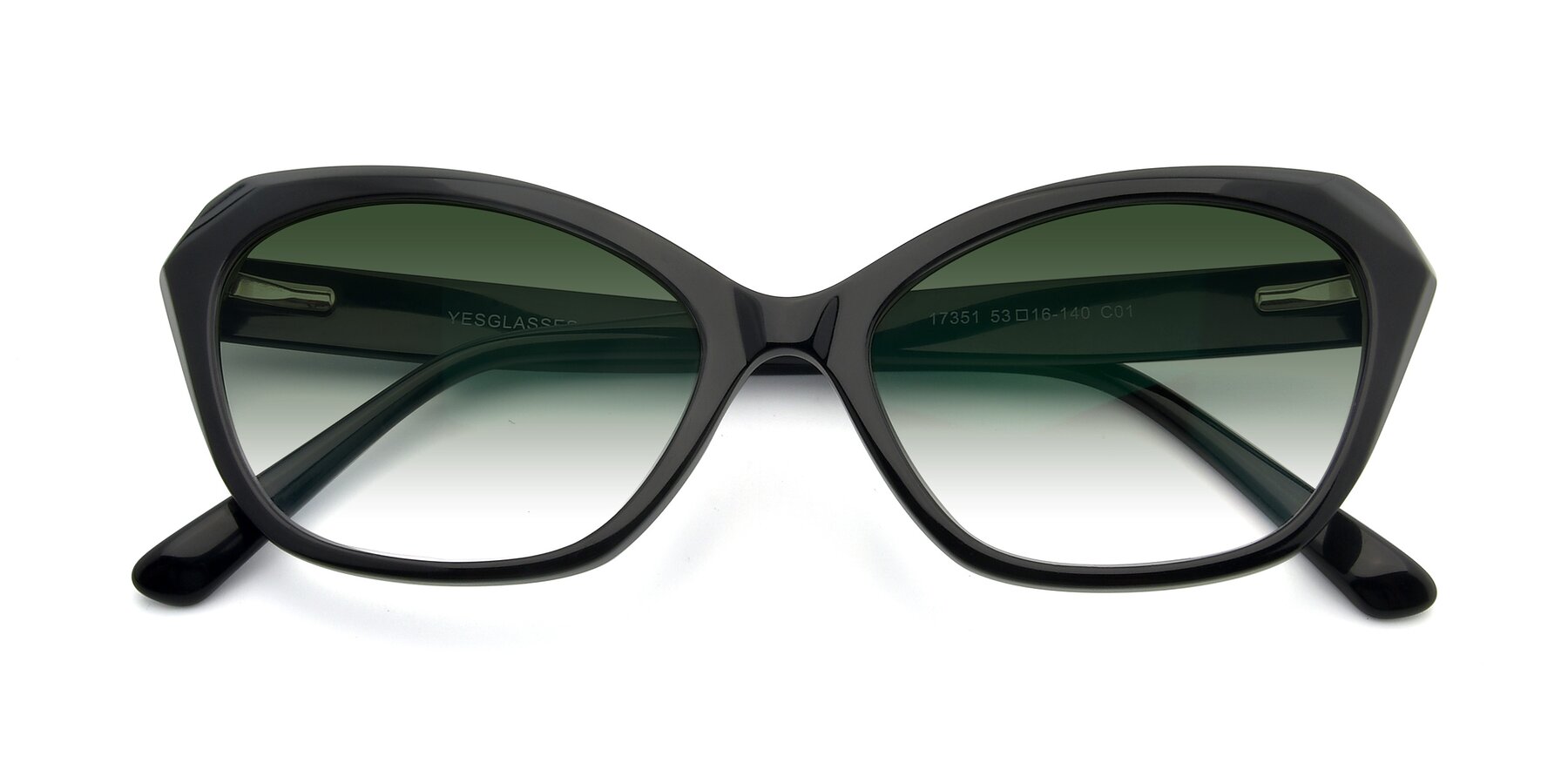 Folded Front of 17351 in Black with Green Gradient Lenses