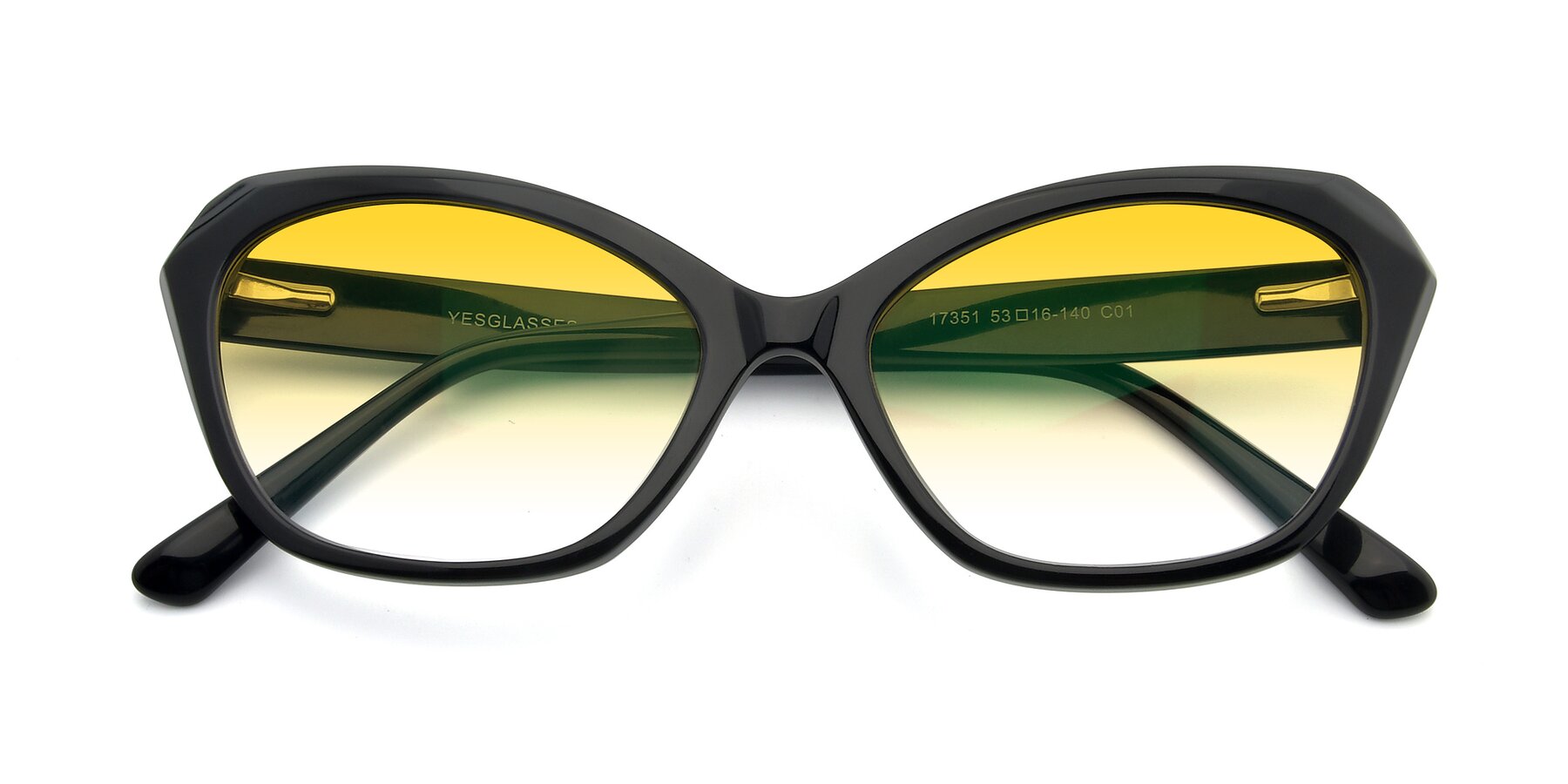 Folded Front of 17351 in Black with Yellow Gradient Lenses