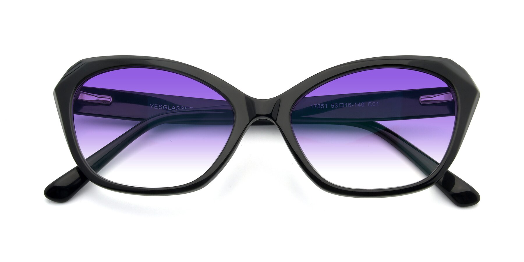 Folded Front of 17351 in Black with Purple Gradient Lenses