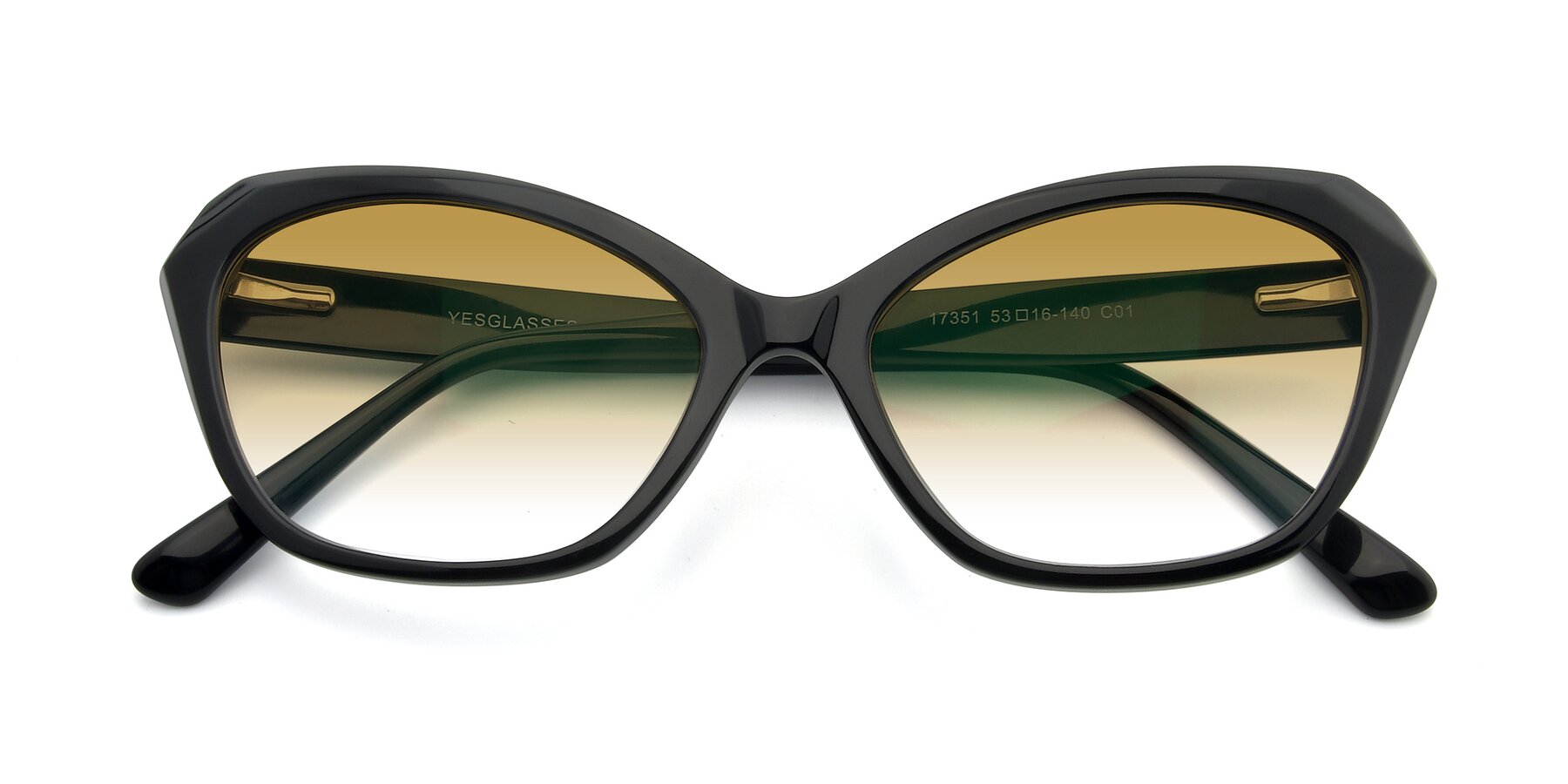 Folded Front of 17351 in Black with Champagne Gradient Lenses