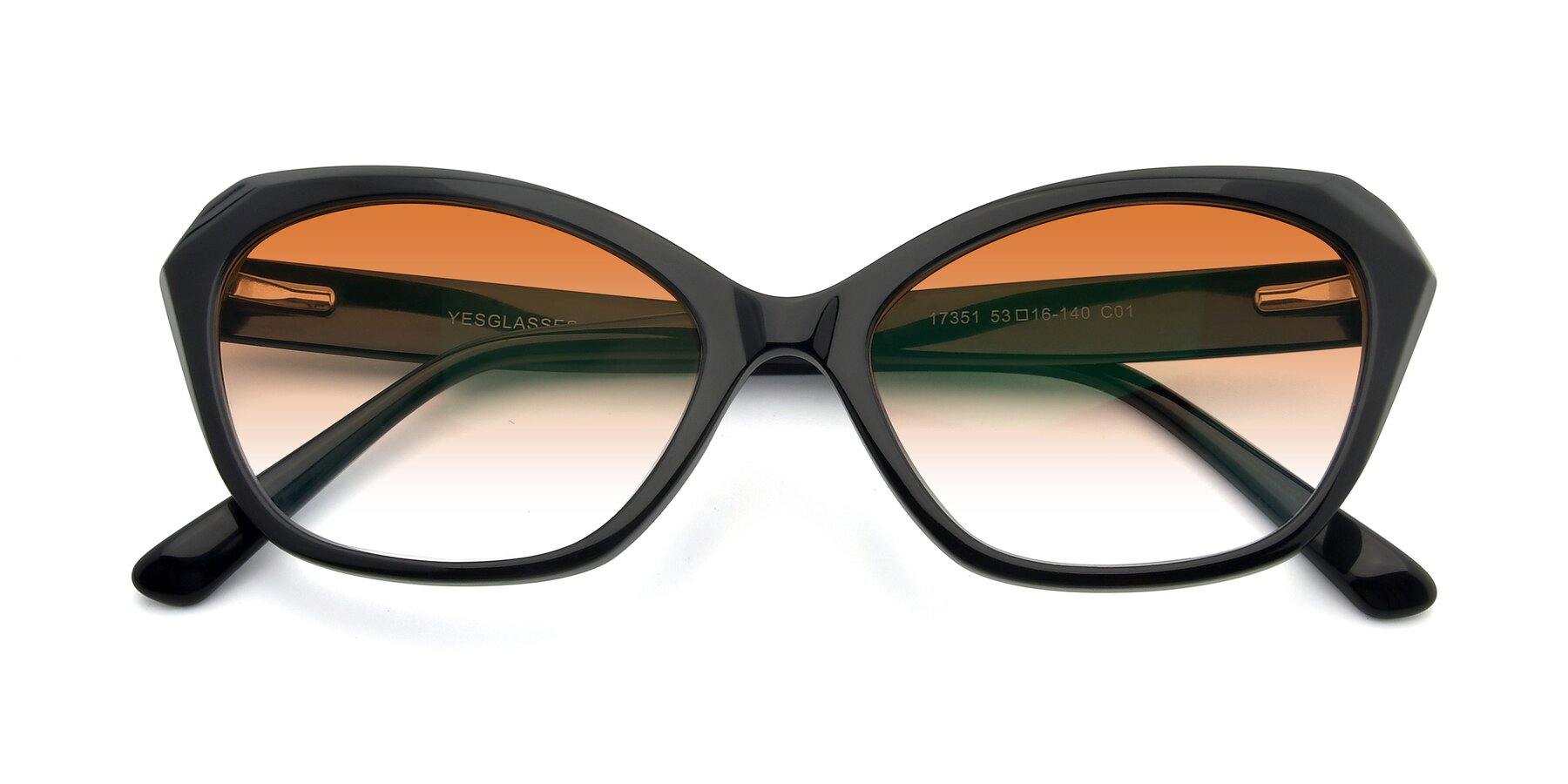 Folded Front of 17351 in Black with Orange Gradient Lenses