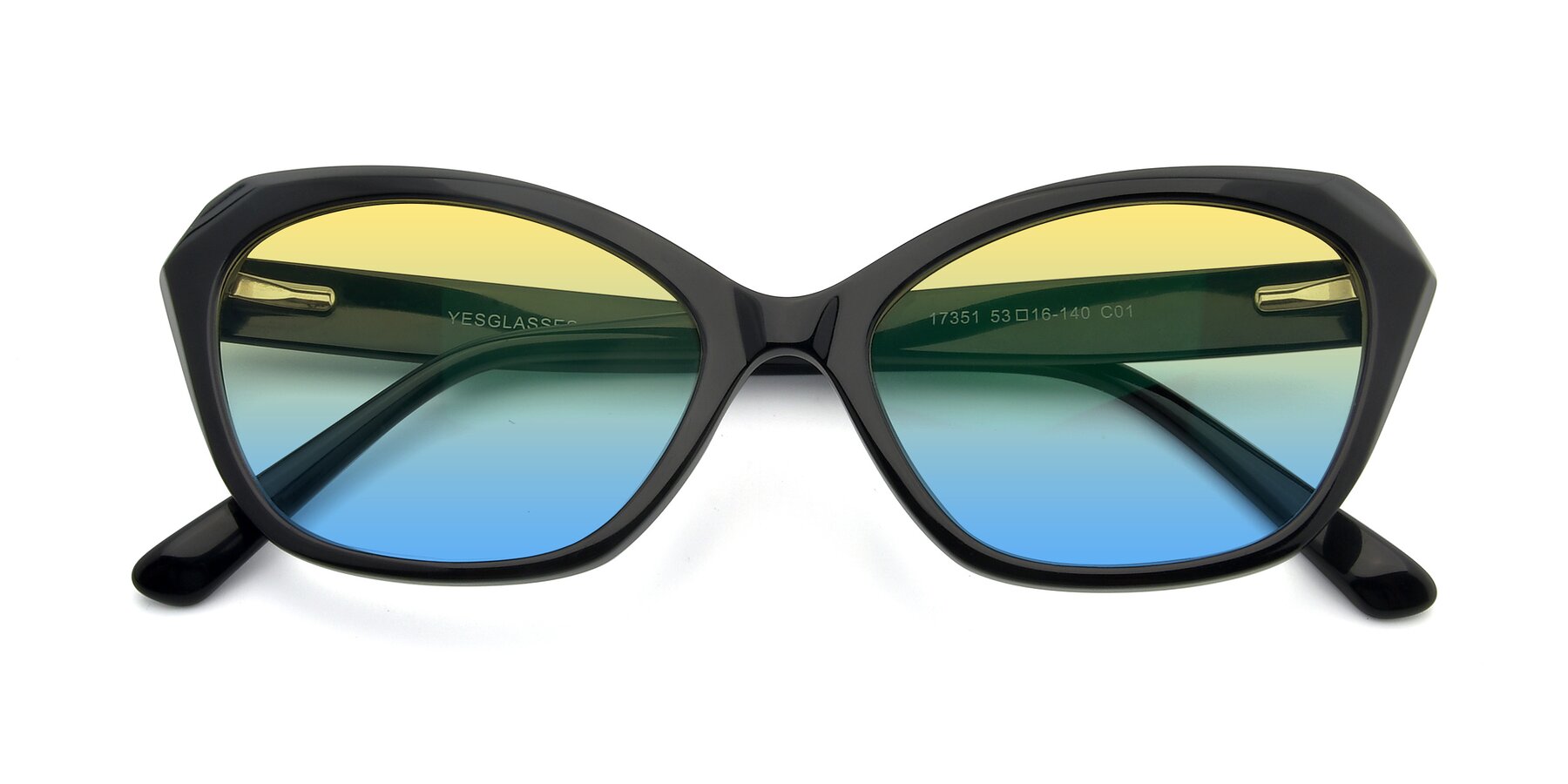 Folded Front of 17351 in Black with Yellow / Blue Gradient Lenses
