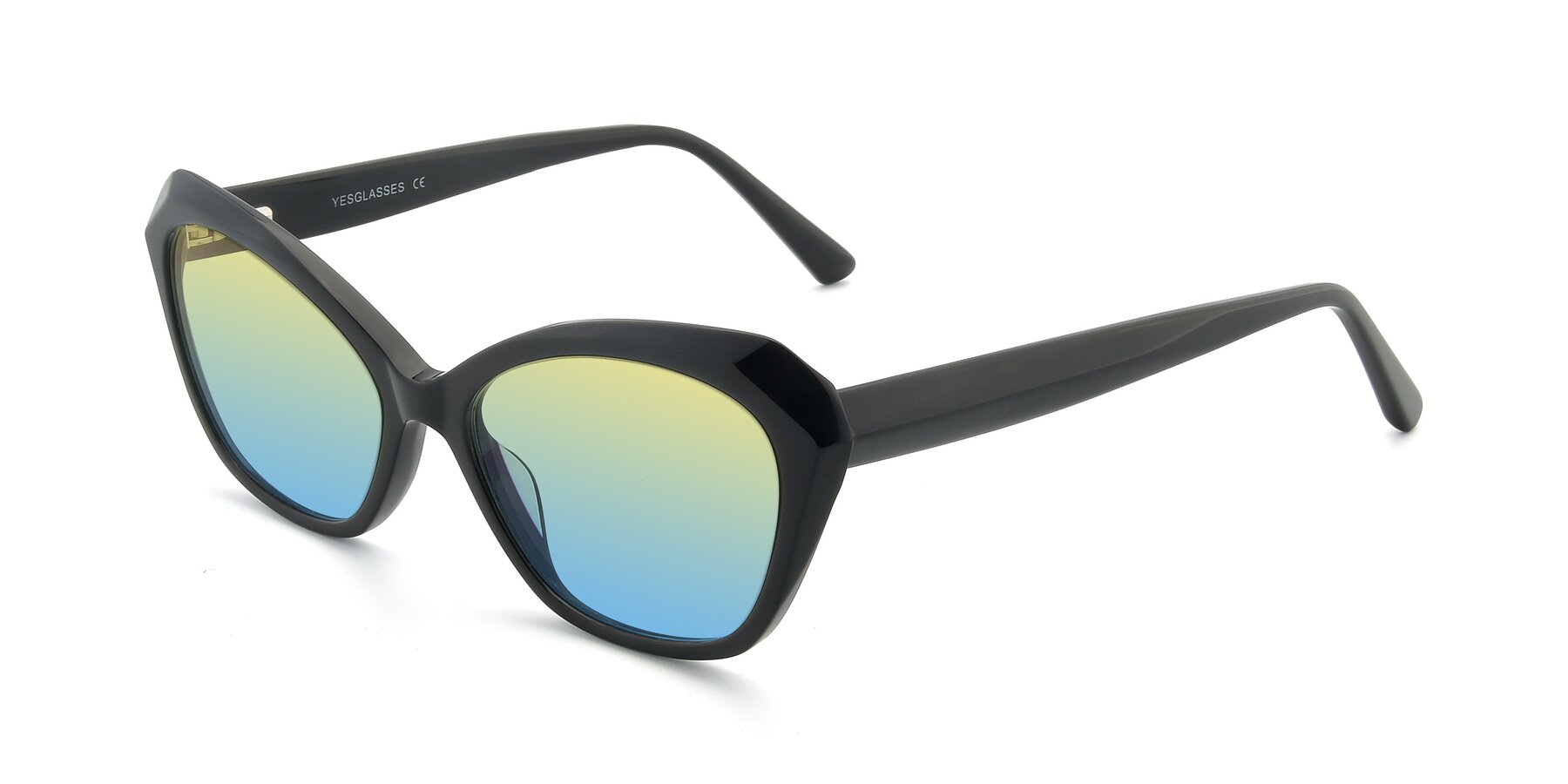 Angle of 17351 in Black with Yellow / Blue Gradient Lenses