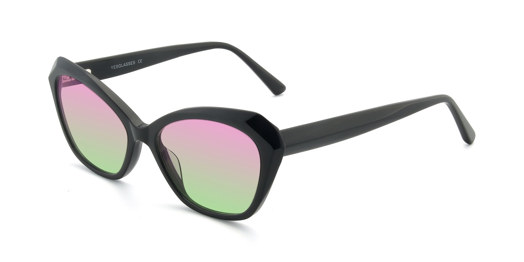 Angle of 17351 in Black with Pink / Green Gradient Lenses