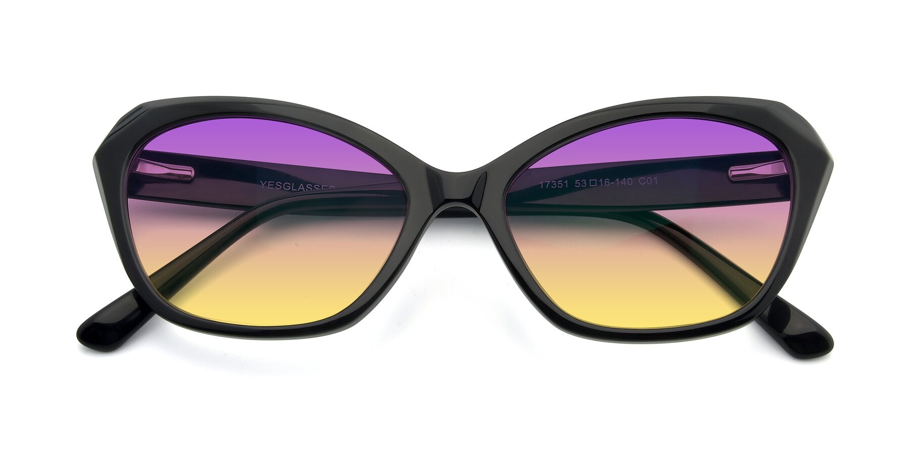 Folded Front of 17351 in Black with Purple / Yellow Gradient Lenses