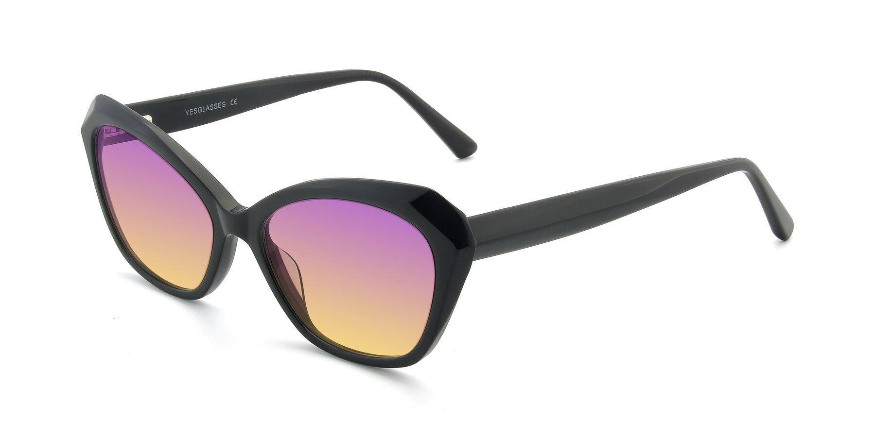 Angle of 17351 in Black with Purple / Yellow Gradient Lenses