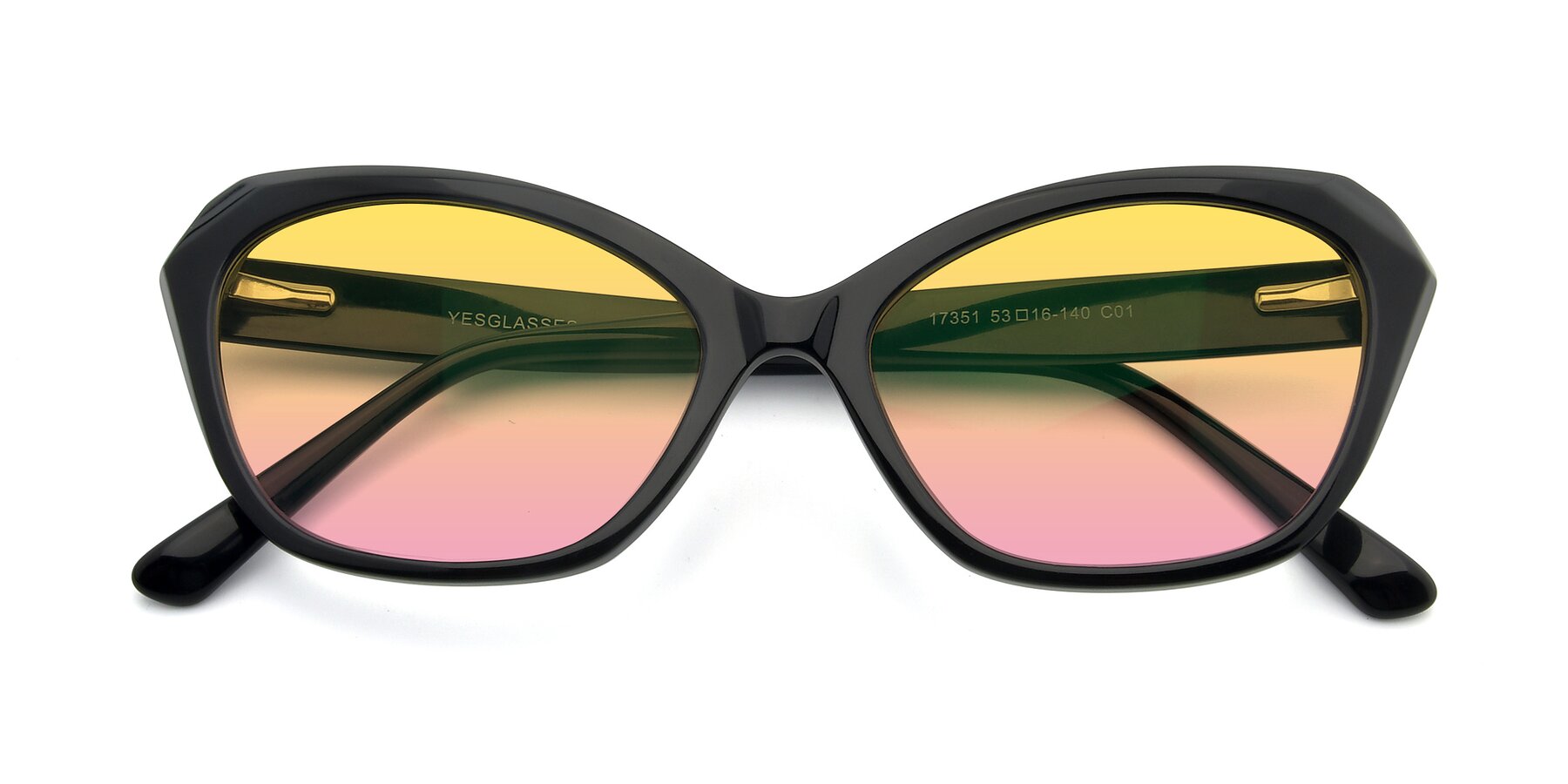 Folded Front of 17351 in Black with Yellow / Pink Gradient Lenses