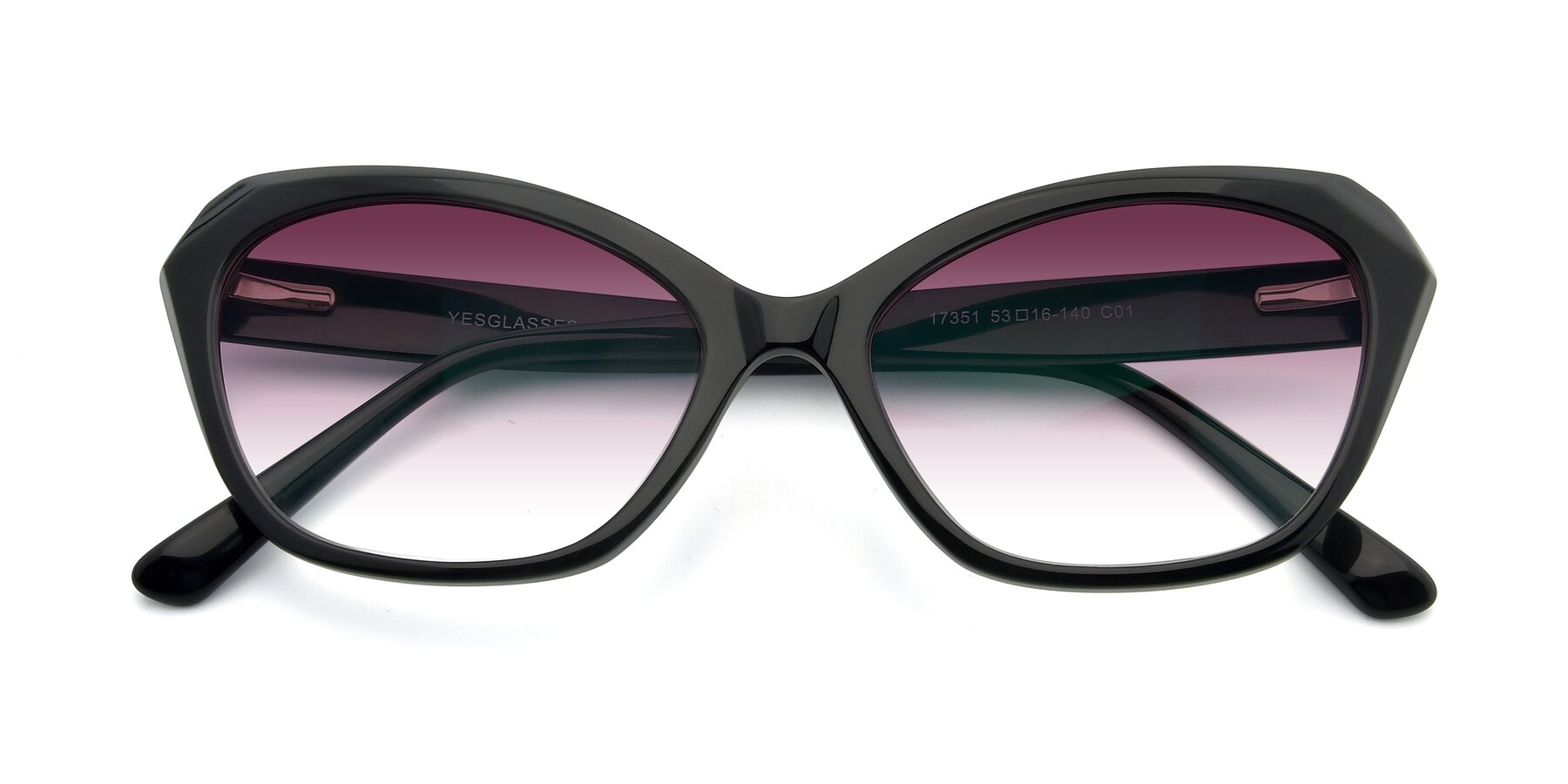 Folded Front of 17351 in Black with Wine Gradient Lenses