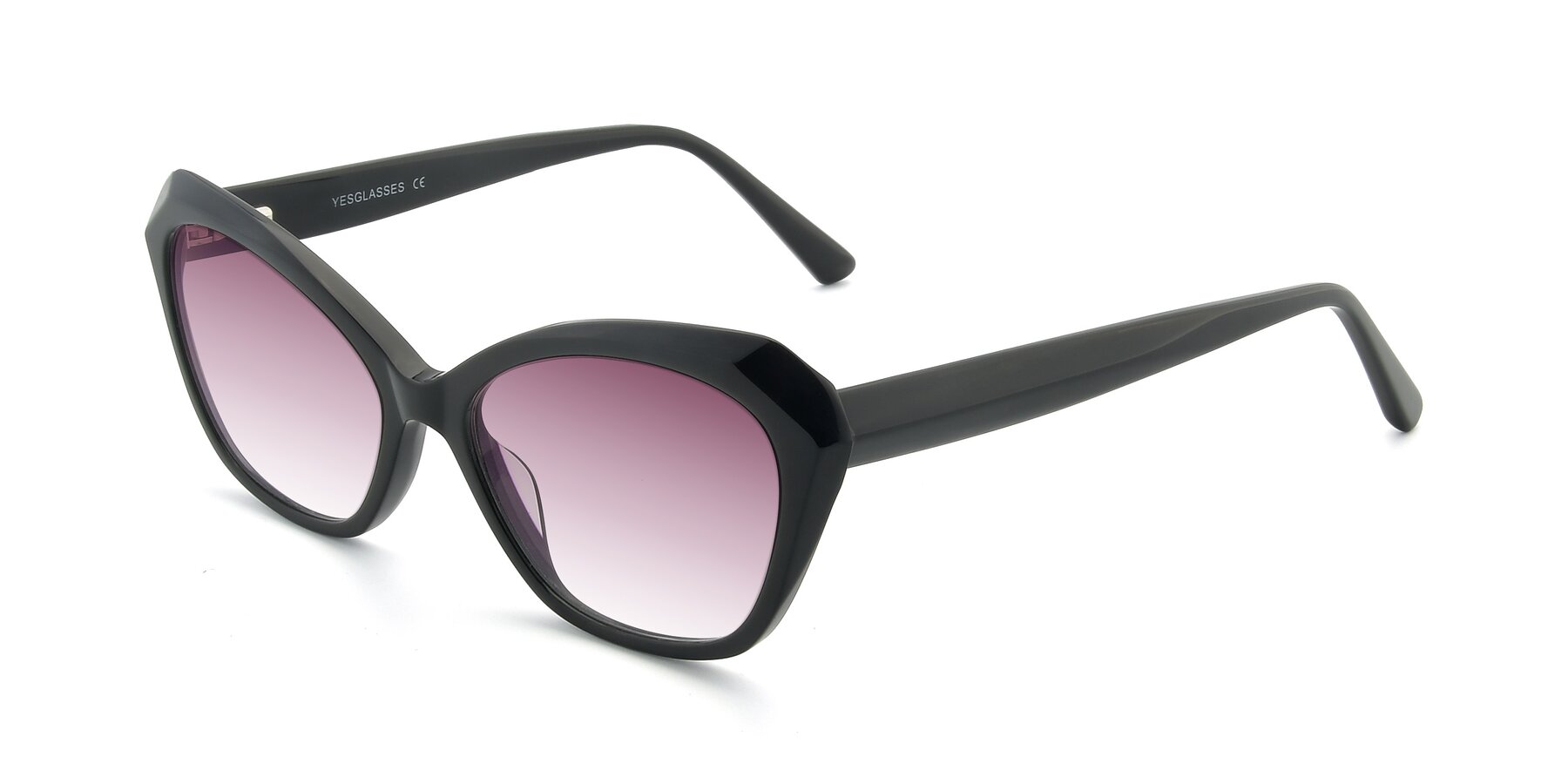 Angle of 17351 in Black with Wine Gradient Lenses