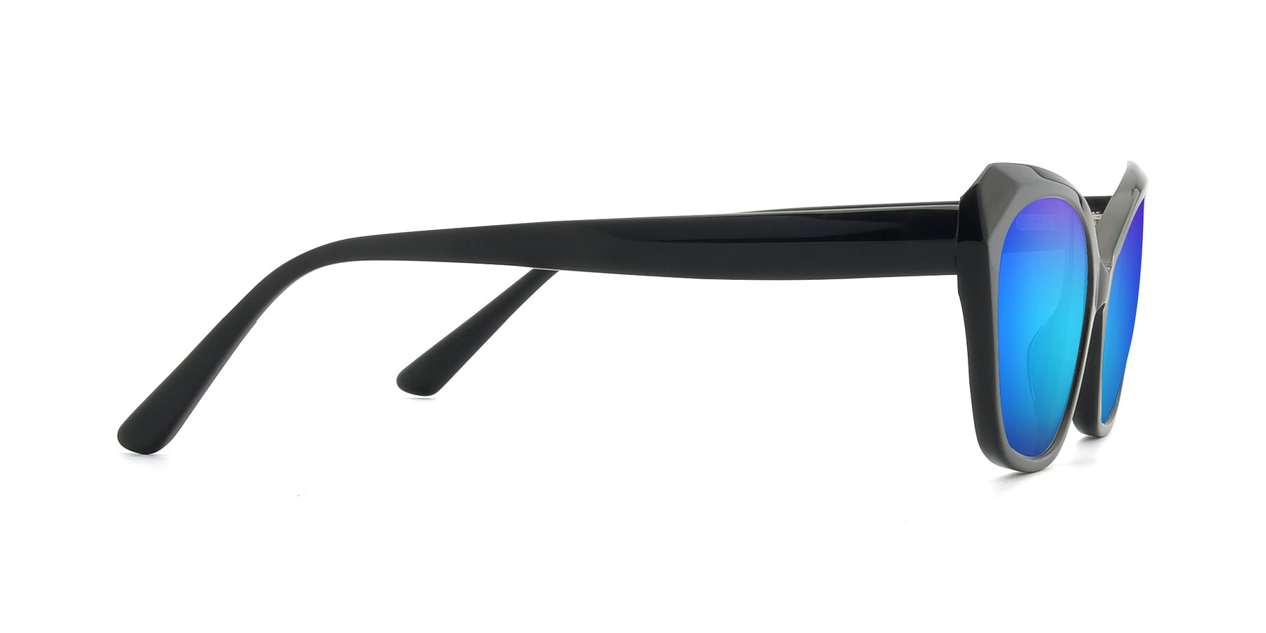 Side of 17351 in Black with Blue Mirrored Lenses