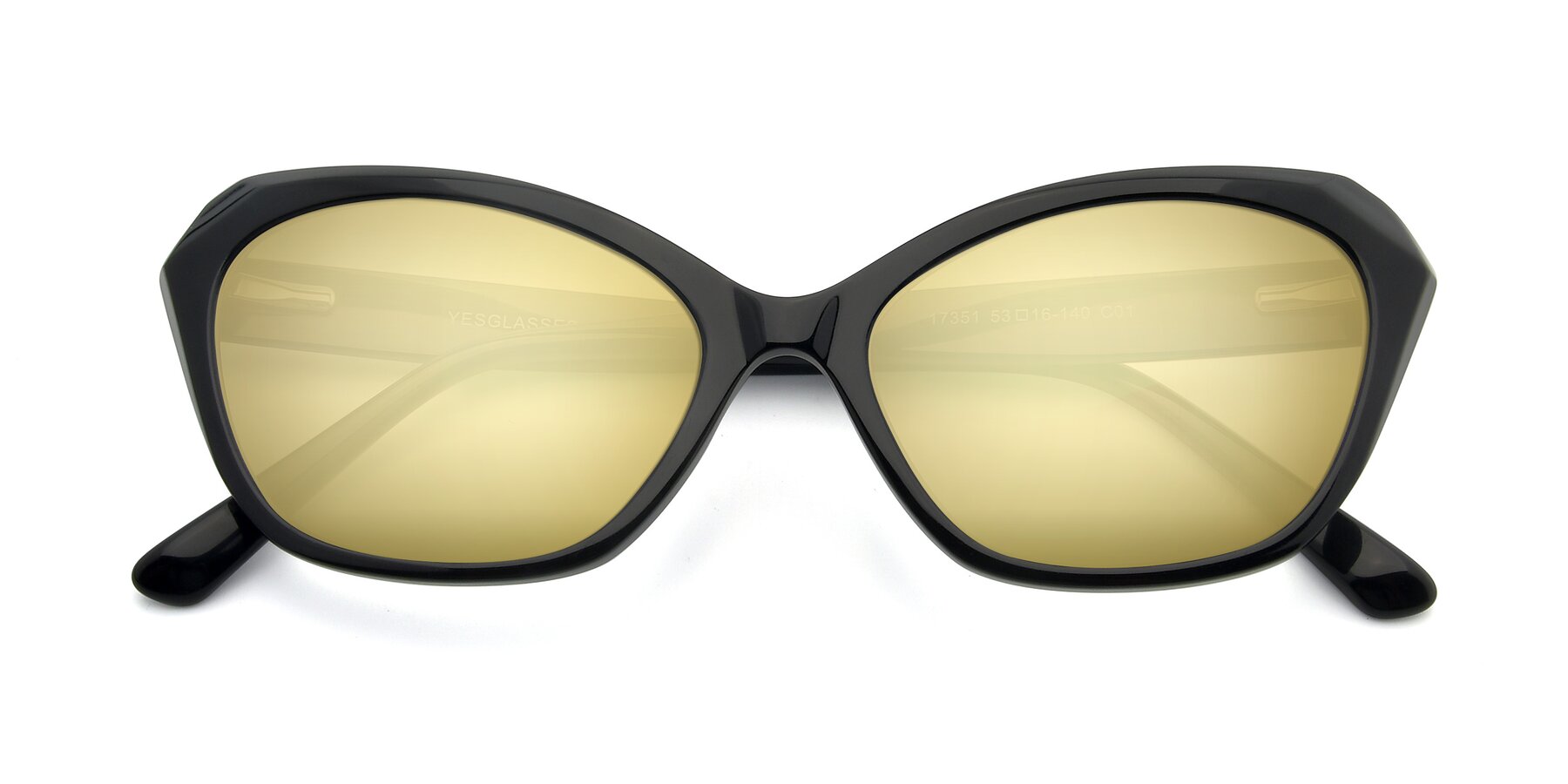 Folded Front of 17351 in Black with Gold Mirrored Lenses