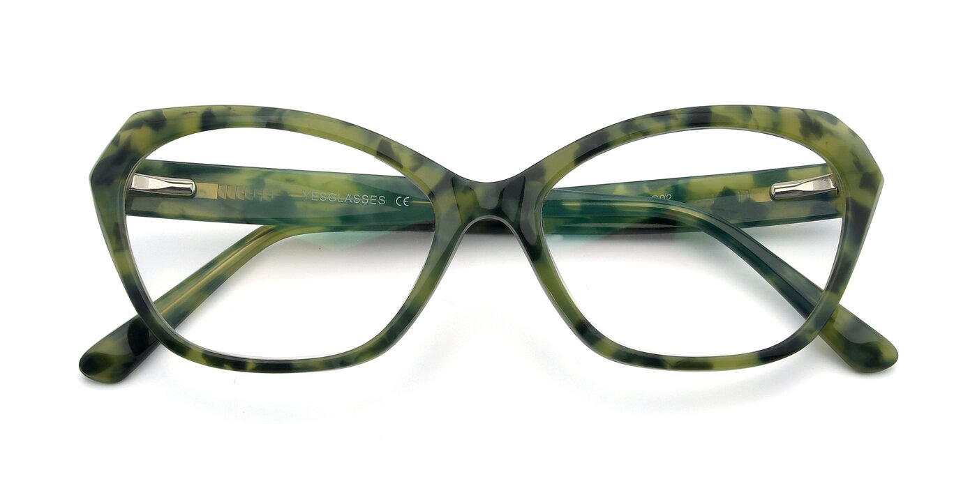 17351 - Floral Green Blue Light Glasses