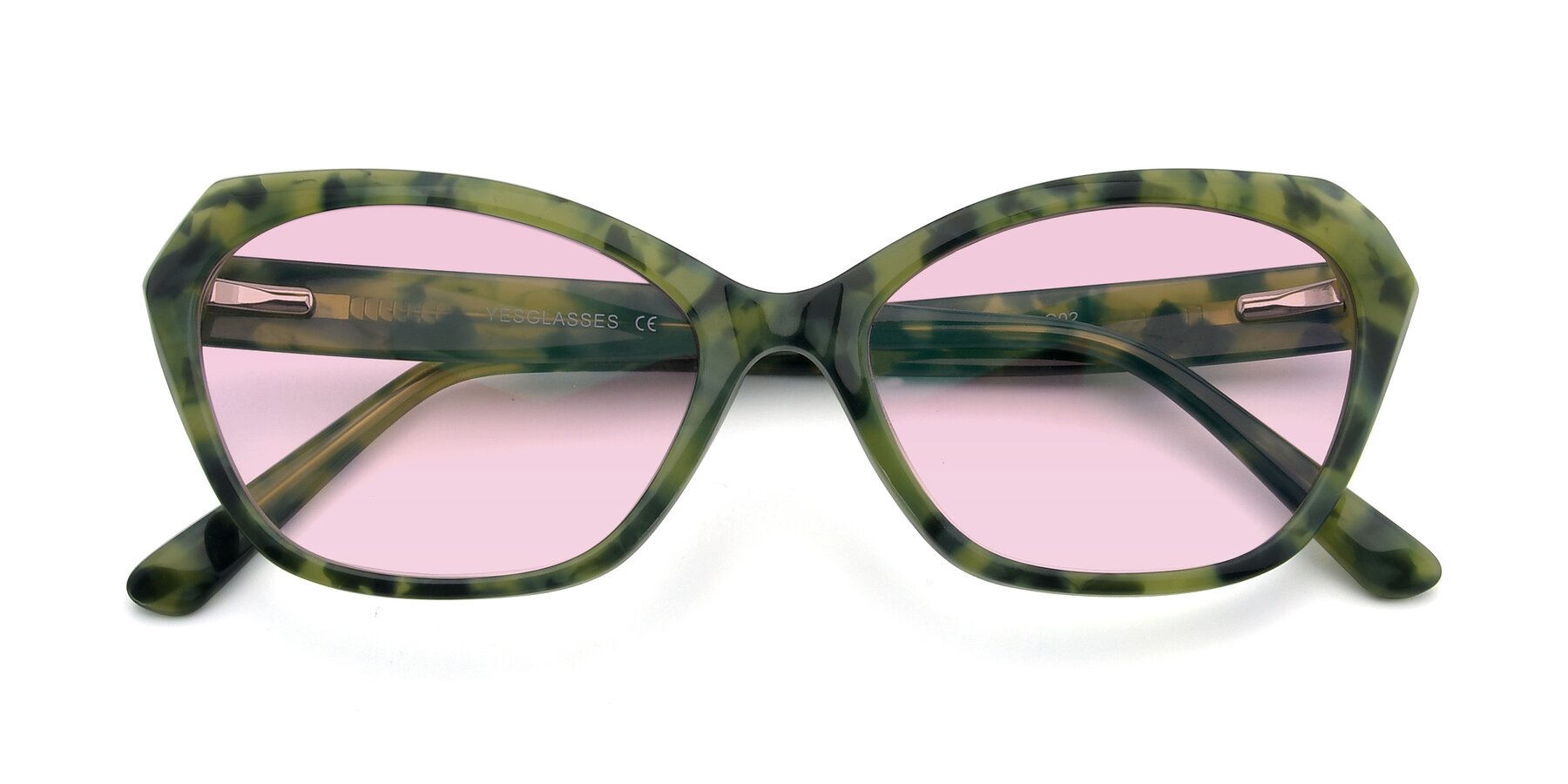 Folded Front of 17351 in Floral Green with Light Pink Tinted Lenses