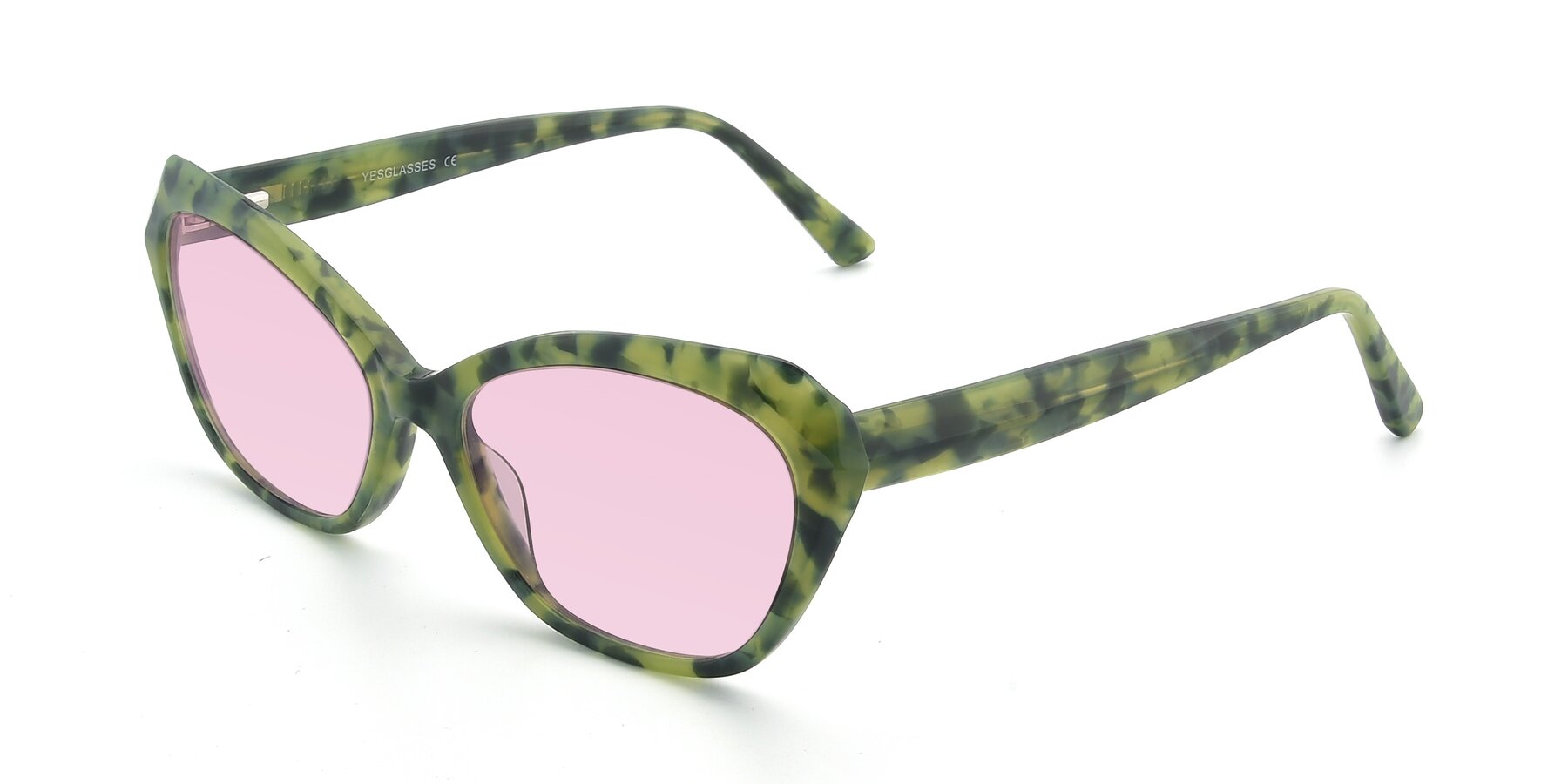 Angle of 17351 in Floral Green with Light Pink Tinted Lenses