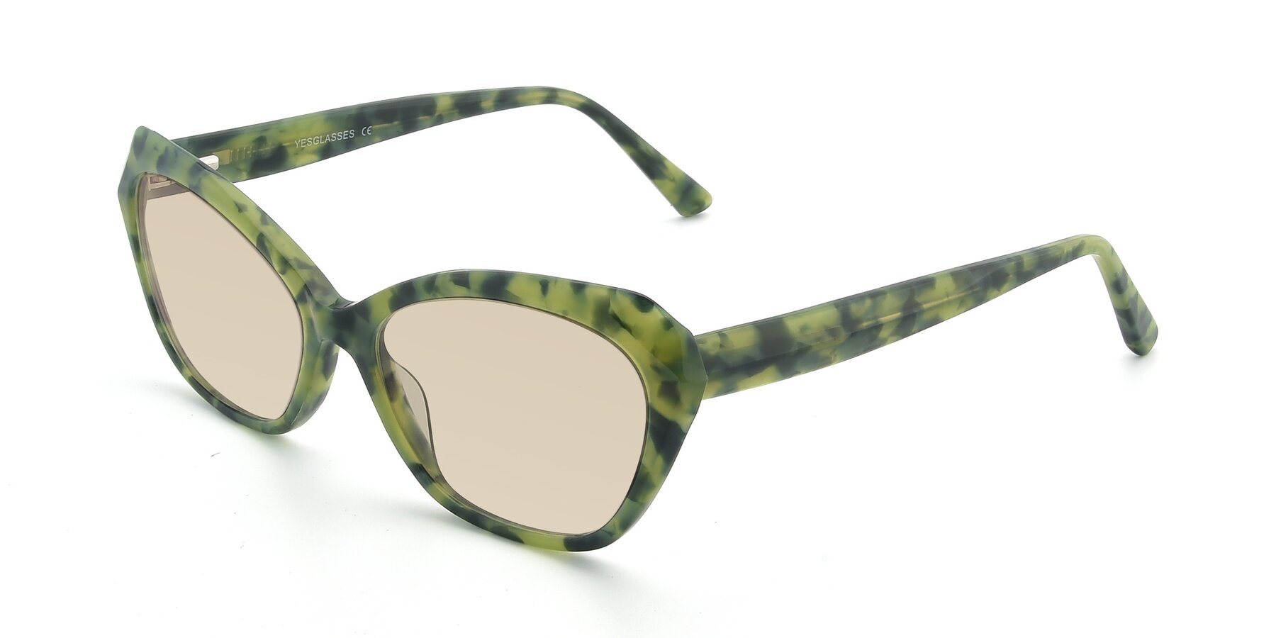 Angle of 17351 in Floral Green with Light Brown Tinted Lenses