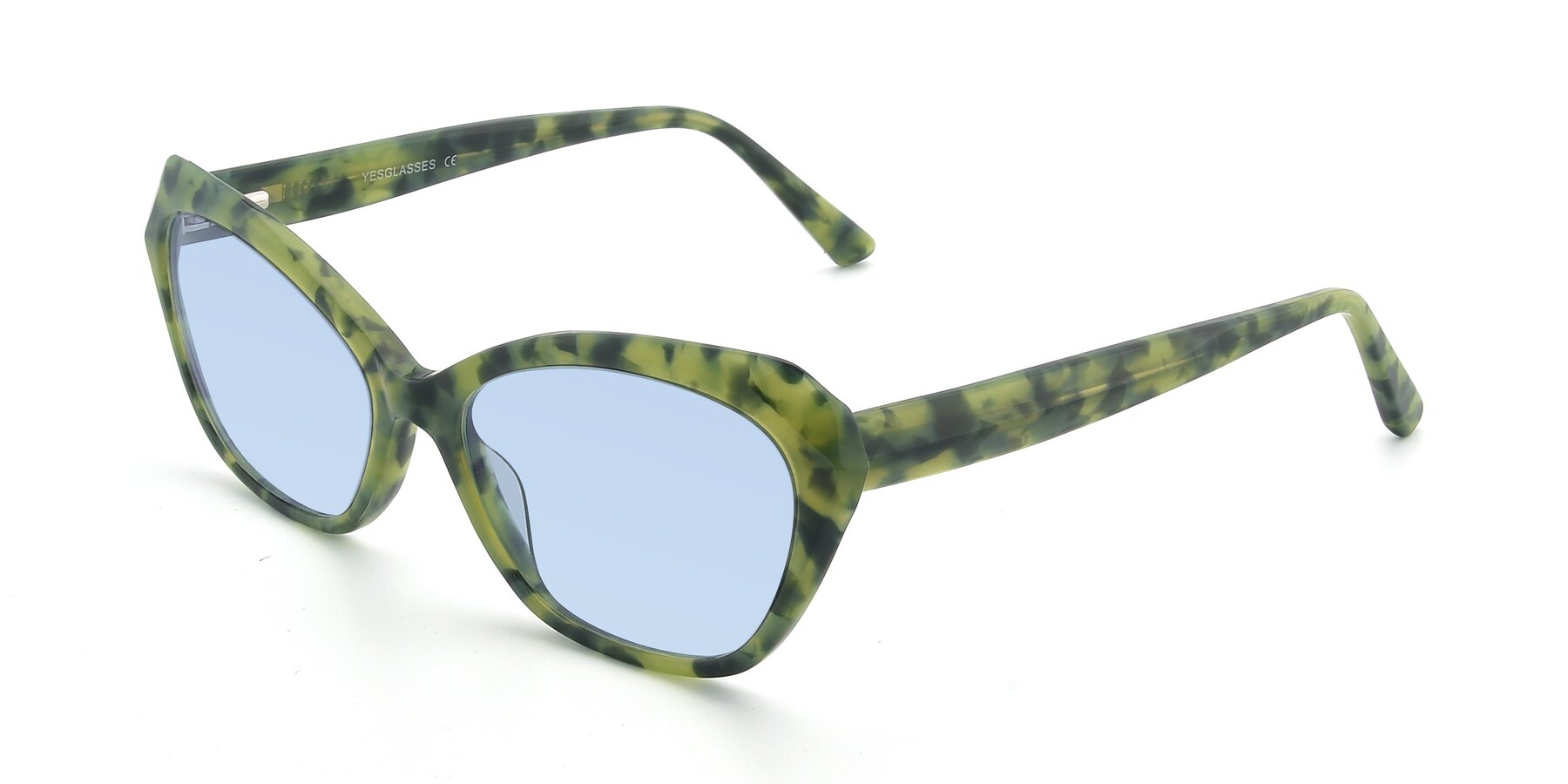 Angle of 17351 in Floral Green with Light Blue Tinted Lenses
