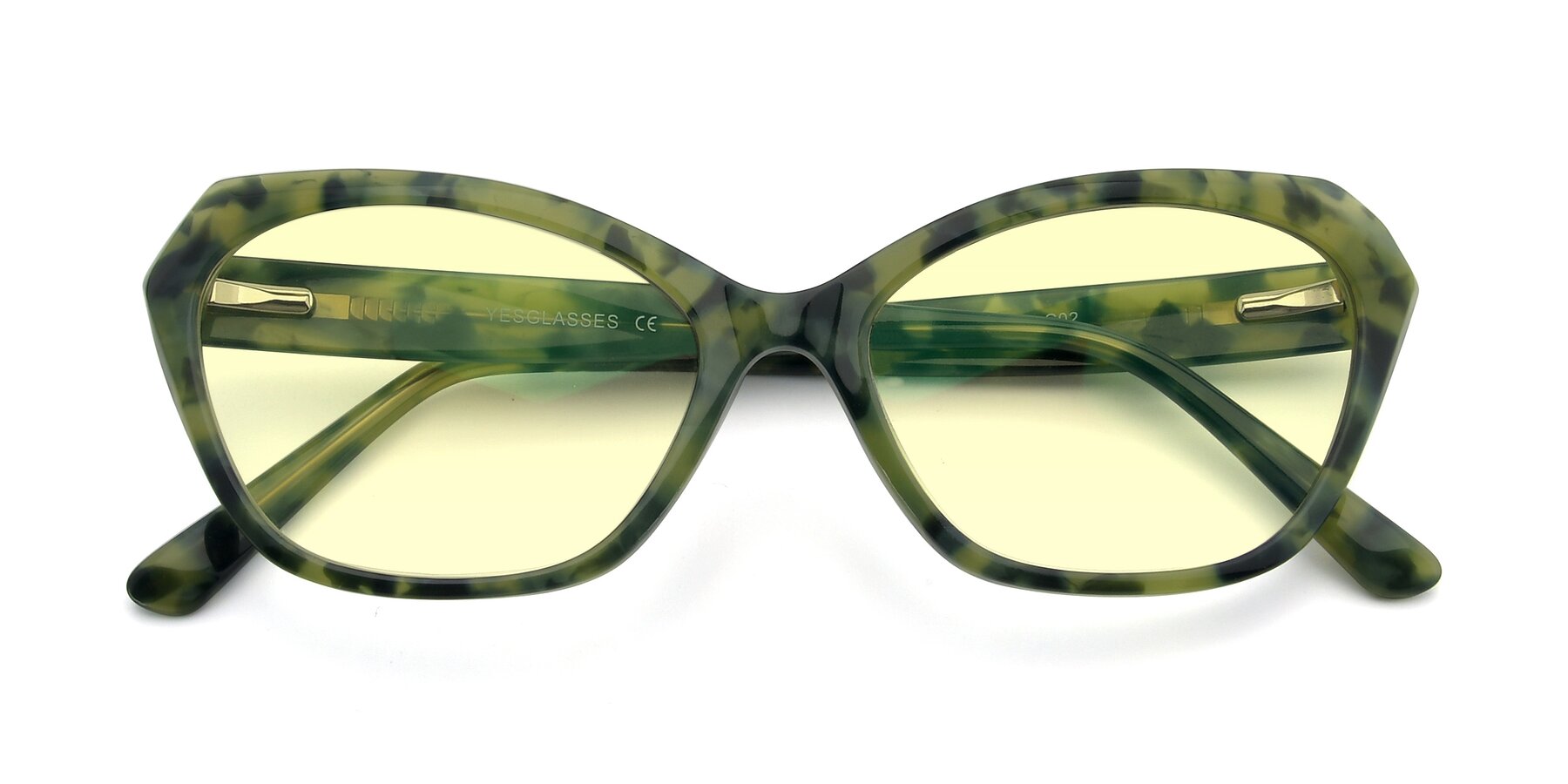 Folded Front of 17351 in Floral Green with Light Yellow Tinted Lenses