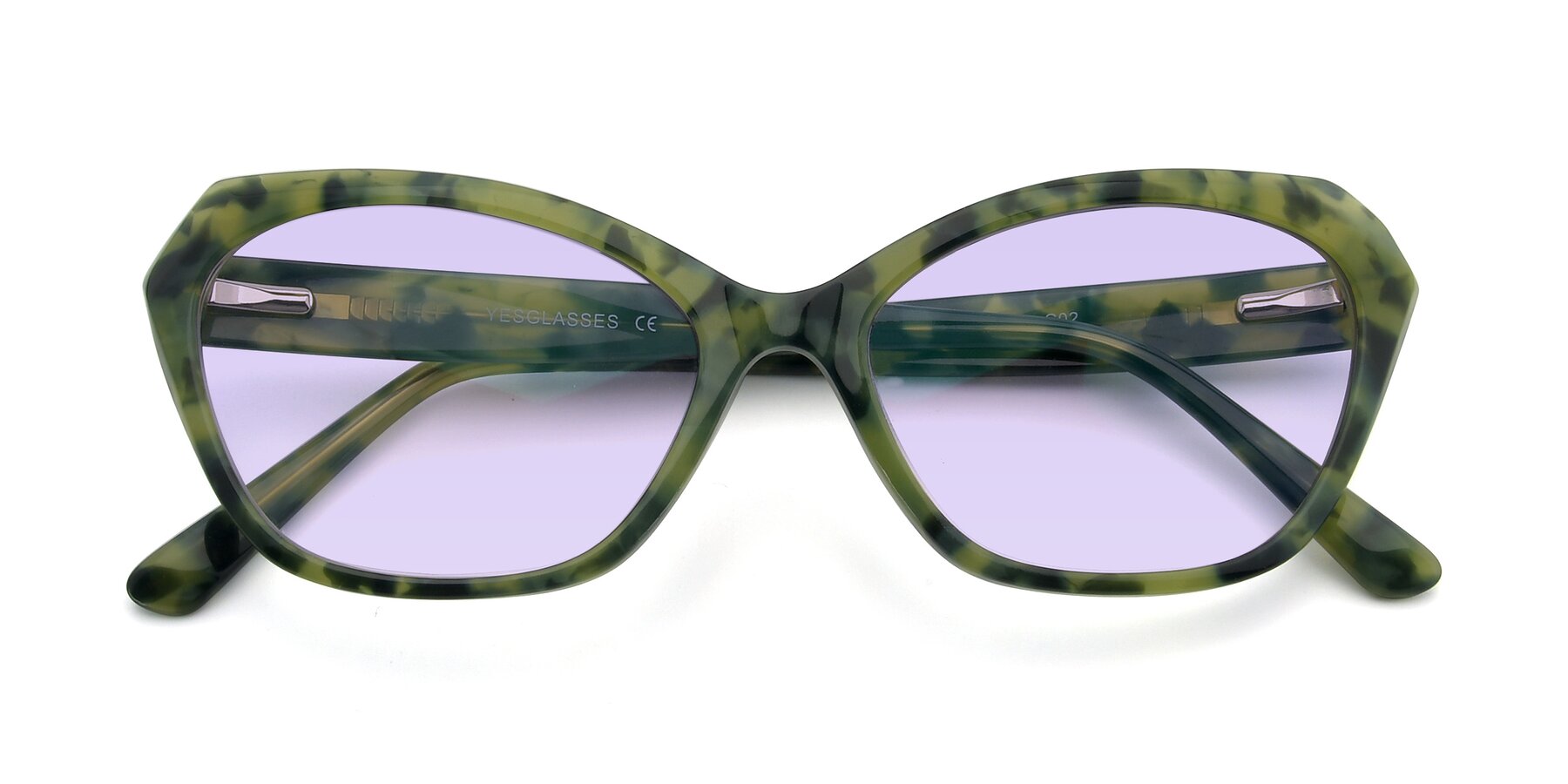 Folded Front of 17351 in Floral Green with Light Purple Tinted Lenses