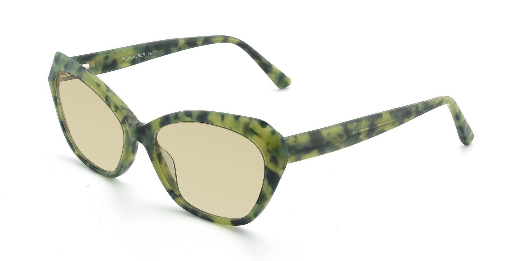 Angle of 17351 in Floral Green with Light Champagne Tinted Lenses